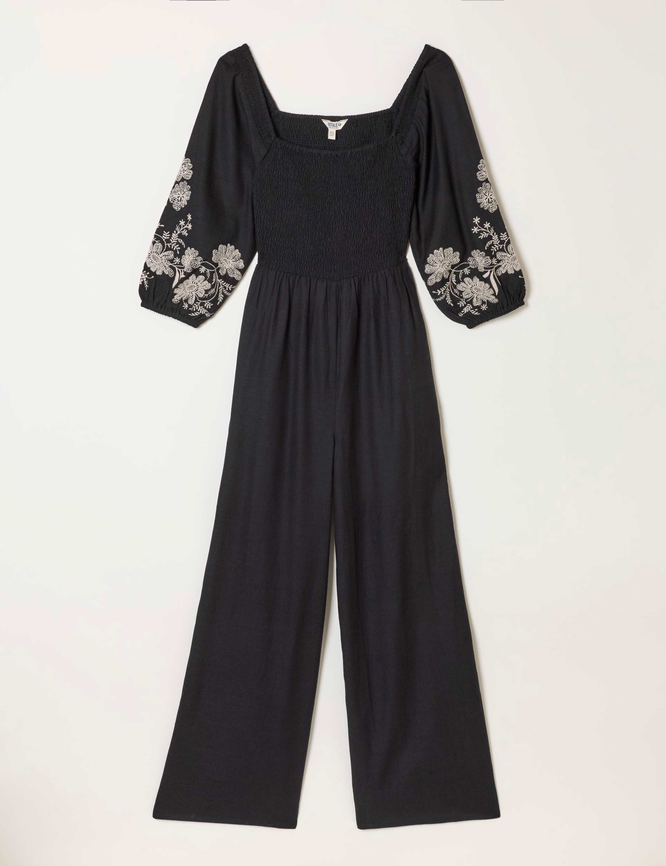 Cotton Blend Embroidered 3/4 Sleeve Jumpsuit 2 of 5