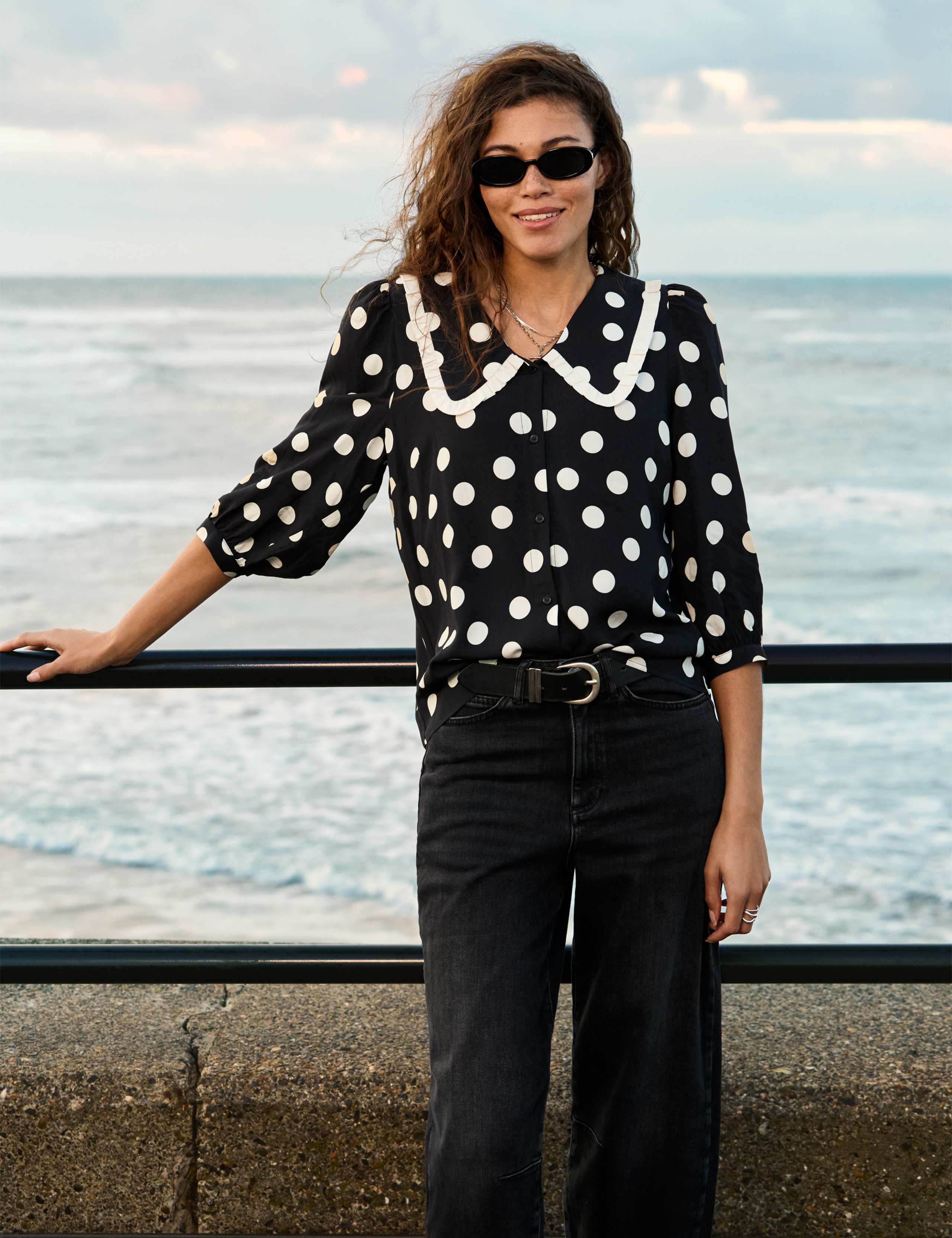 Sosha Polka Dot Collared Button Through Blouse 4 of 5