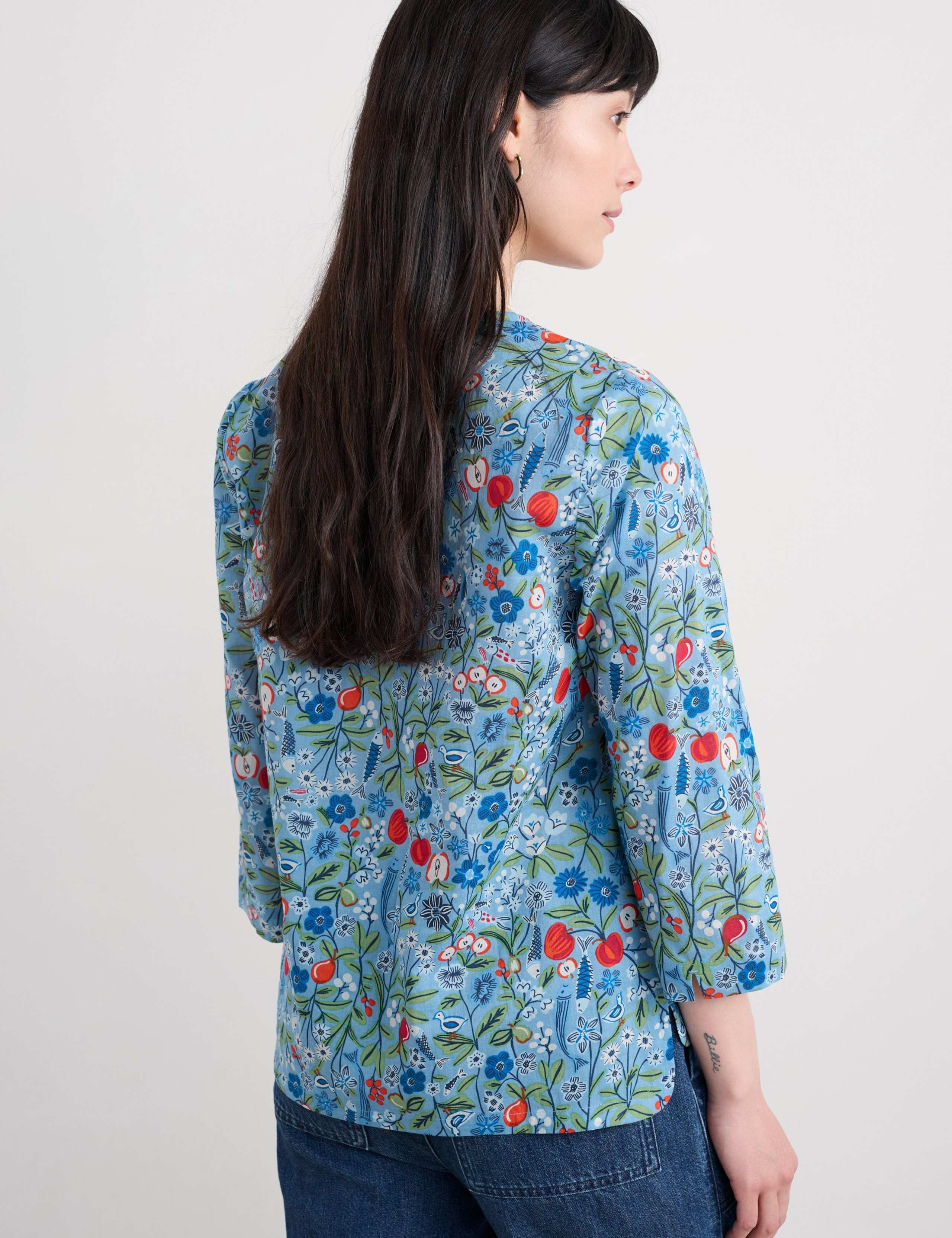 Pure Cotton Floral Notch Neck Top 3 of 5