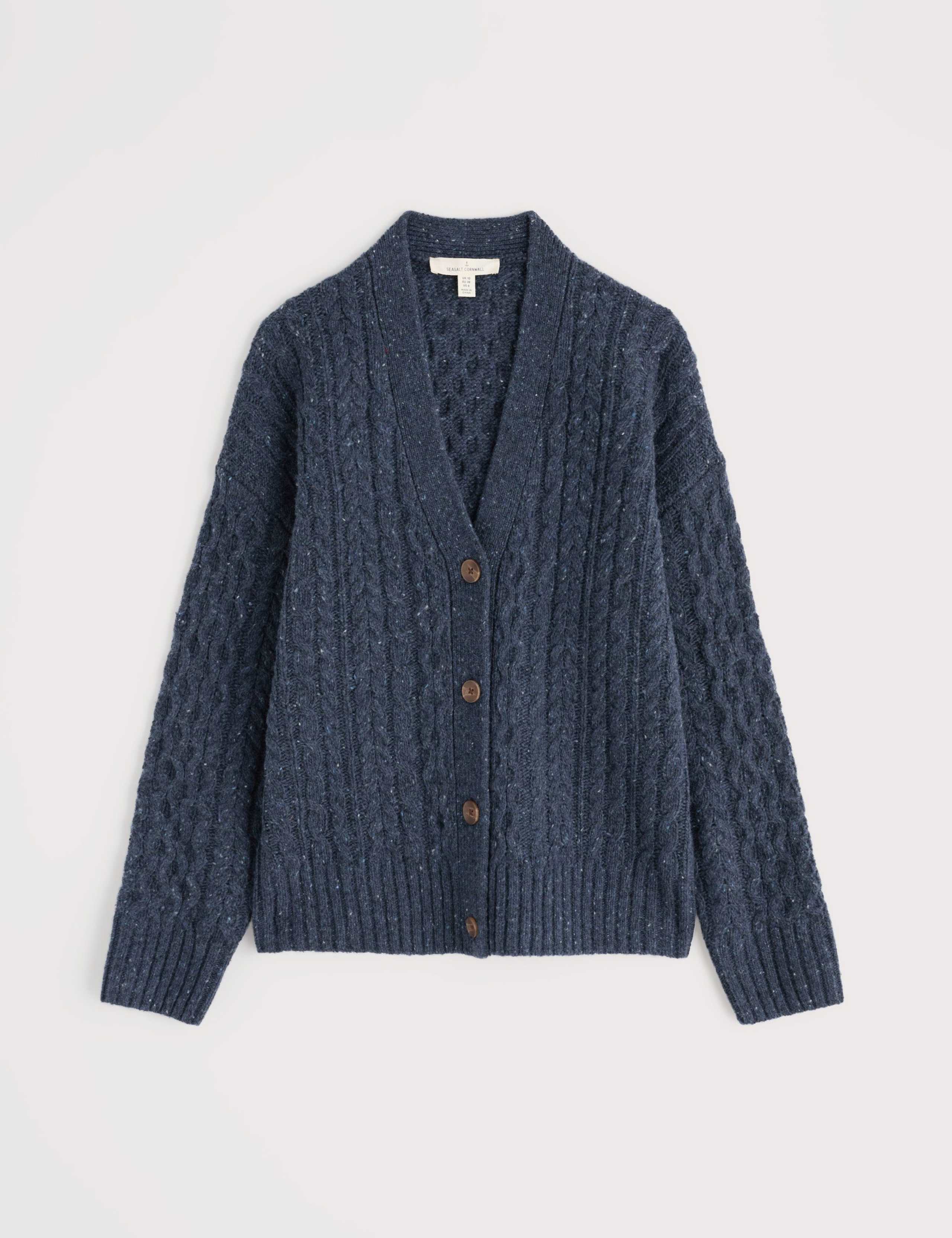 Merino Wool Rich Textured V-Neck Cardigan 2 of 5