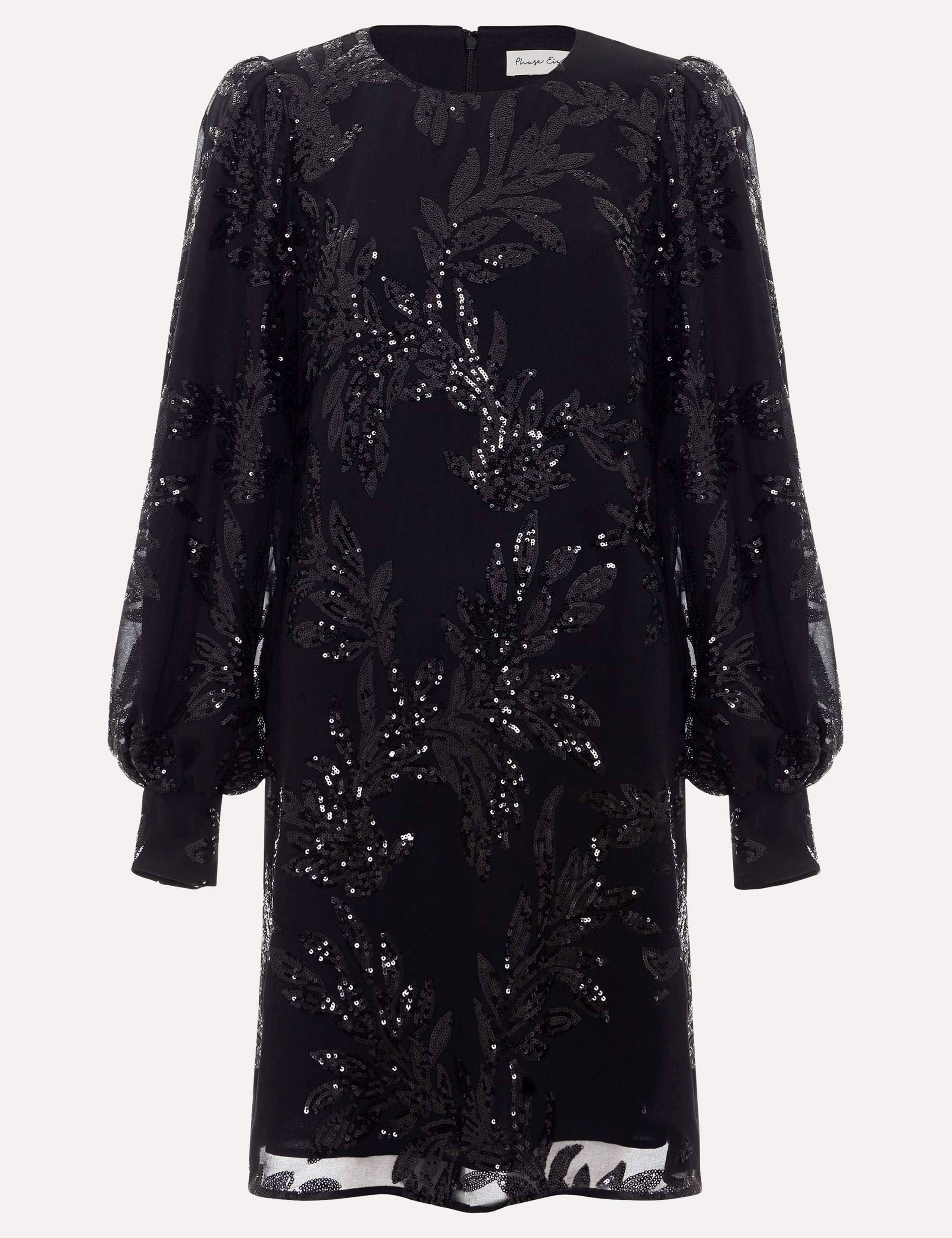 Botanical Sequin Round Neck Mini Shift Dress 2 of 7