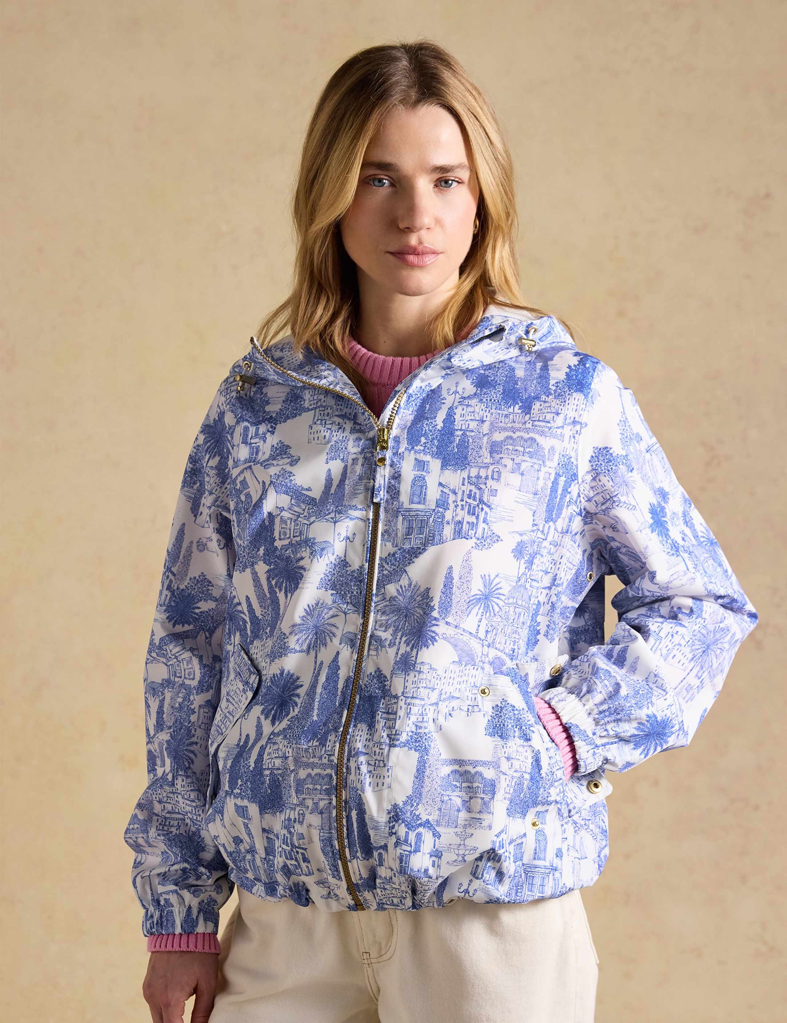 Printed Hooded Packaway Waterproof Raincoat 1 of 13