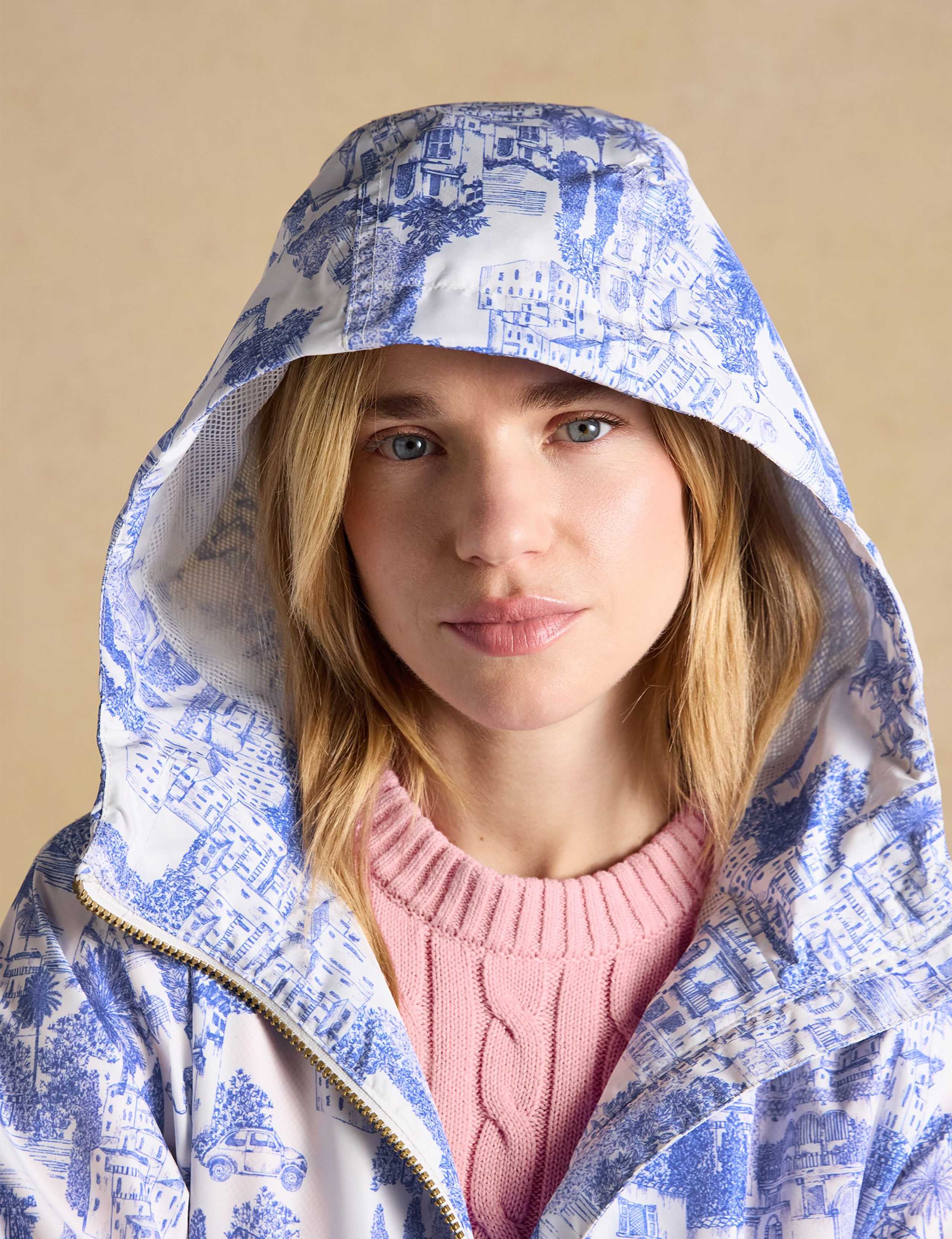 Printed Hooded Packaway Waterproof Raincoat 5 of 13