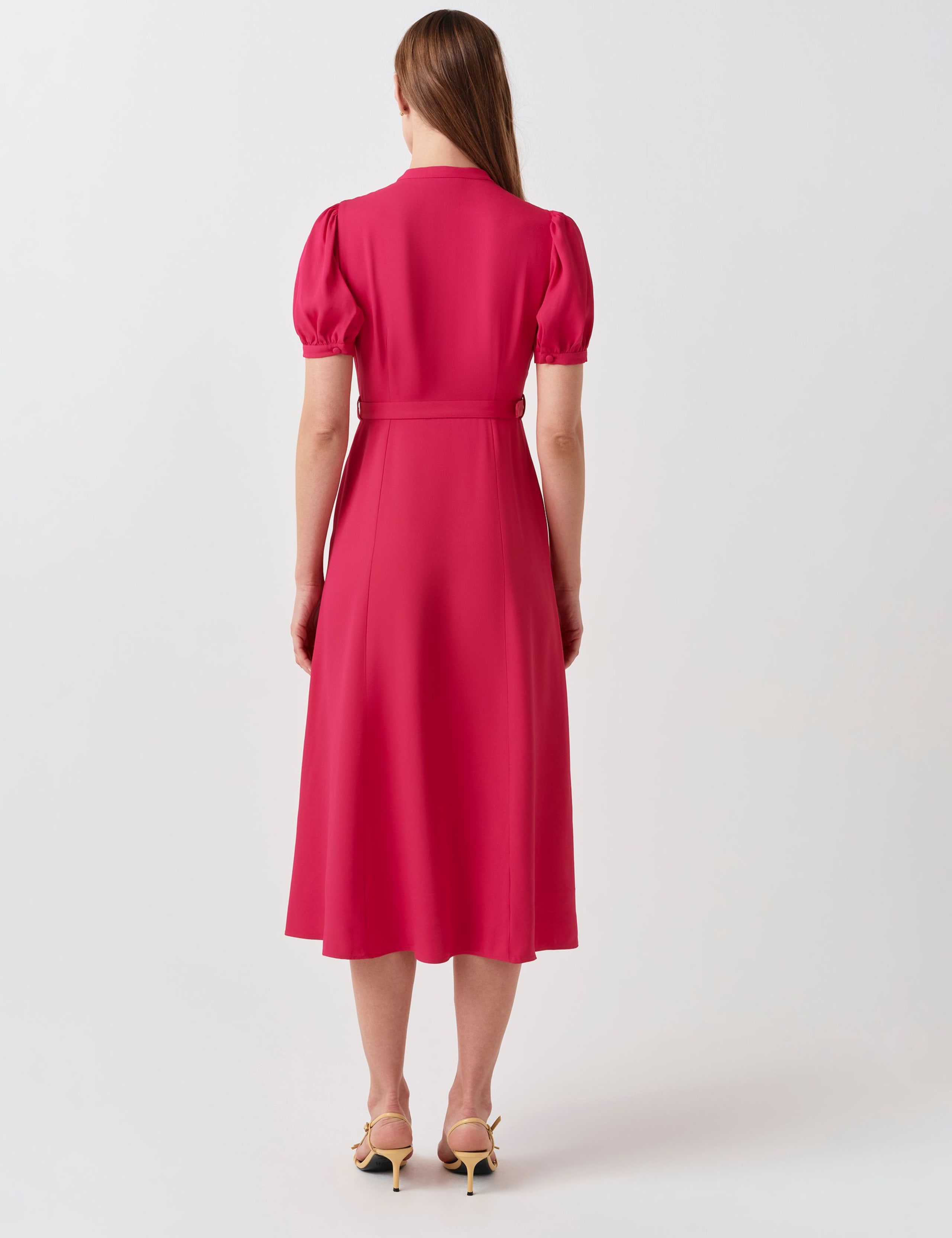 Crepe Round Neck Midi Waisted Tea Dress 4 of 6