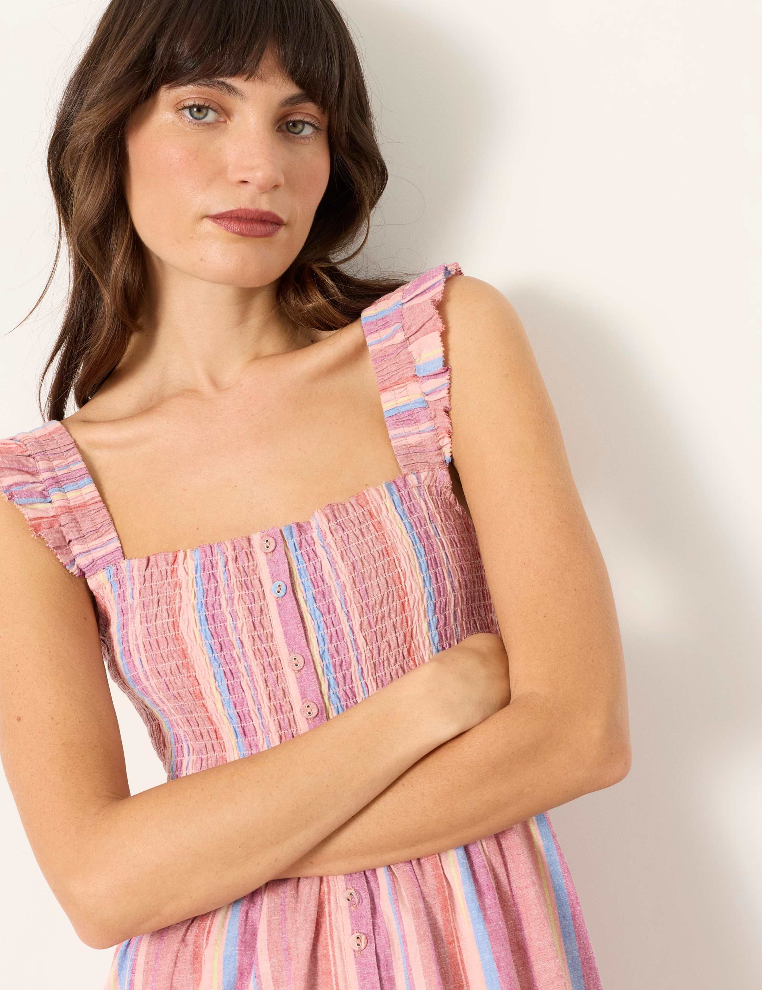 Cotton Rich Striped Square Neck Midi Dress 5 of 6