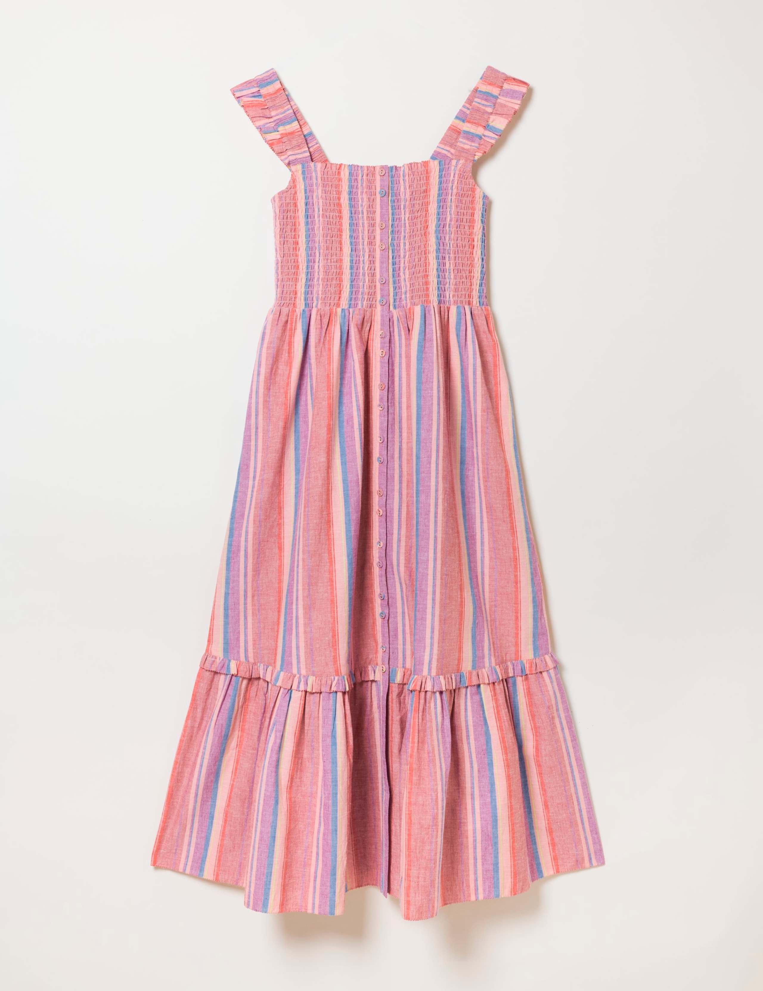 Cotton Rich Striped Square Neck Midi Dress 2 of 6
