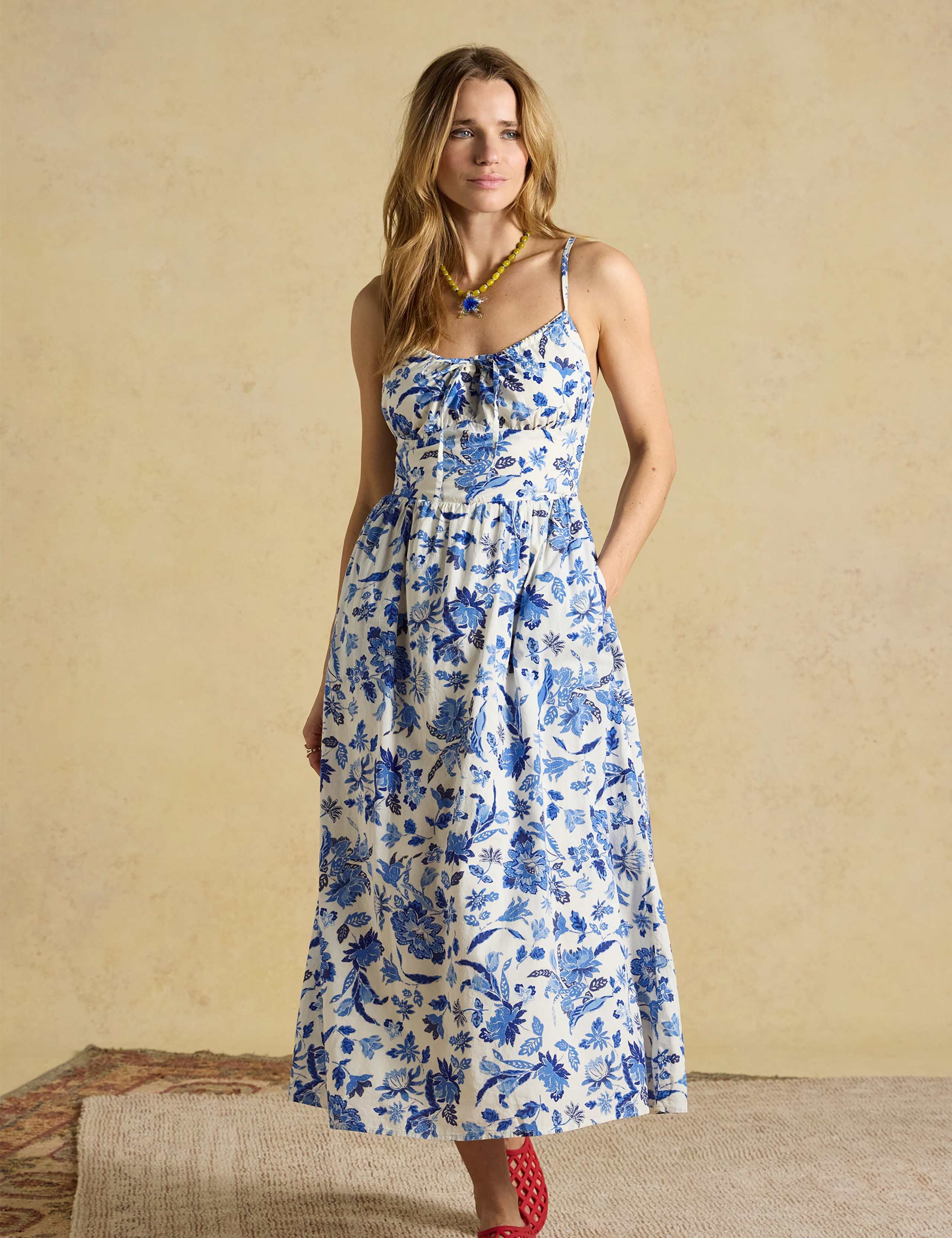 Pure Cotton Floral Sweetheart Neckline Dress 7 of 7