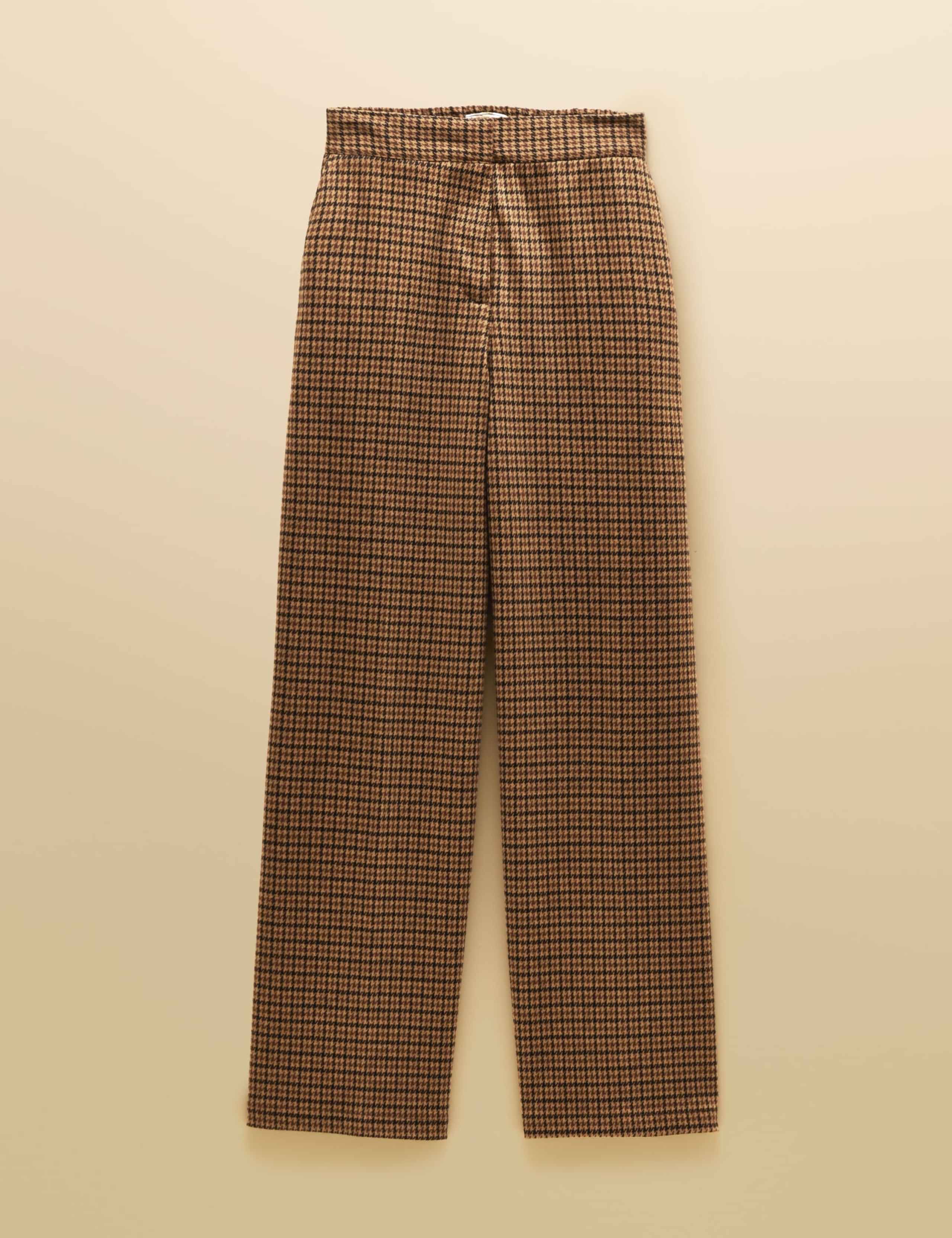 Dogtooth High Waisted Wide Leg Trousers with Wool 6 of 8