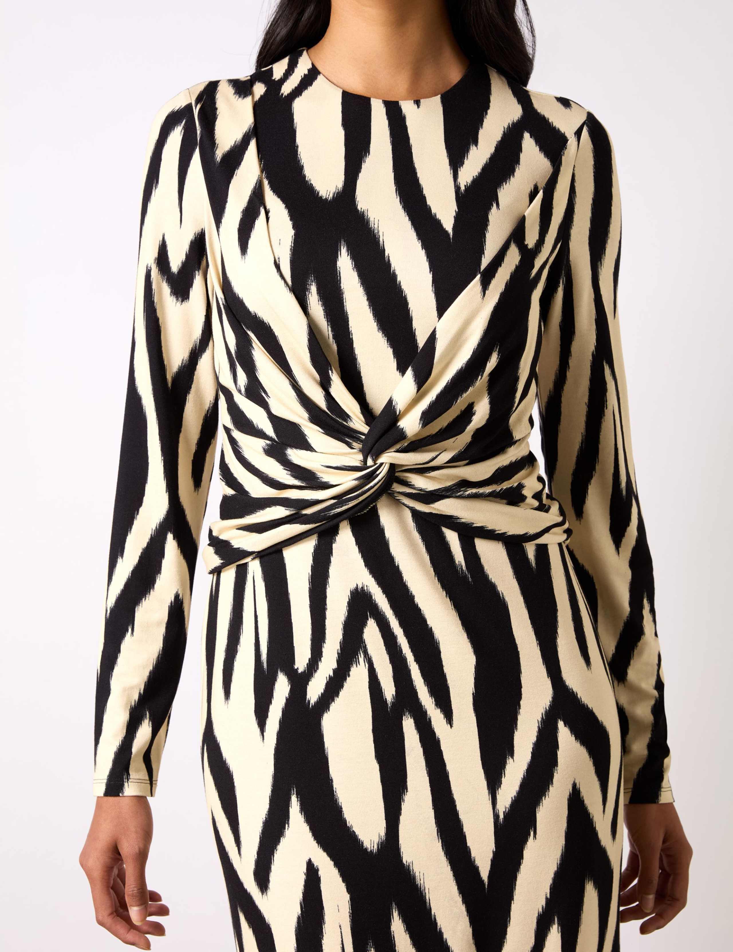 Animal Print Twist Front Midaxi Bodycon Dress 3 of 4