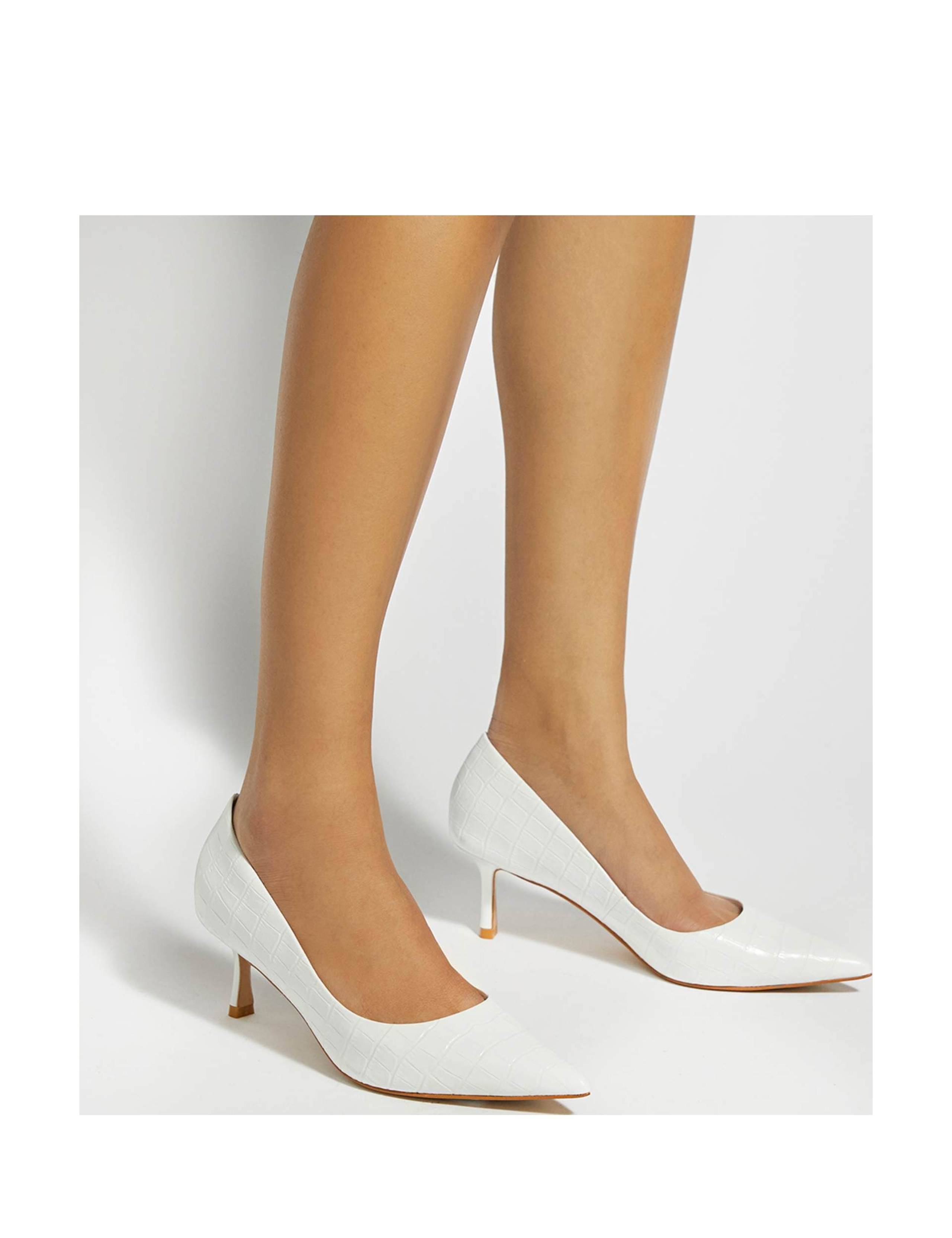 Leather Metallic Kitten Heel Court Shoes 3 of 6