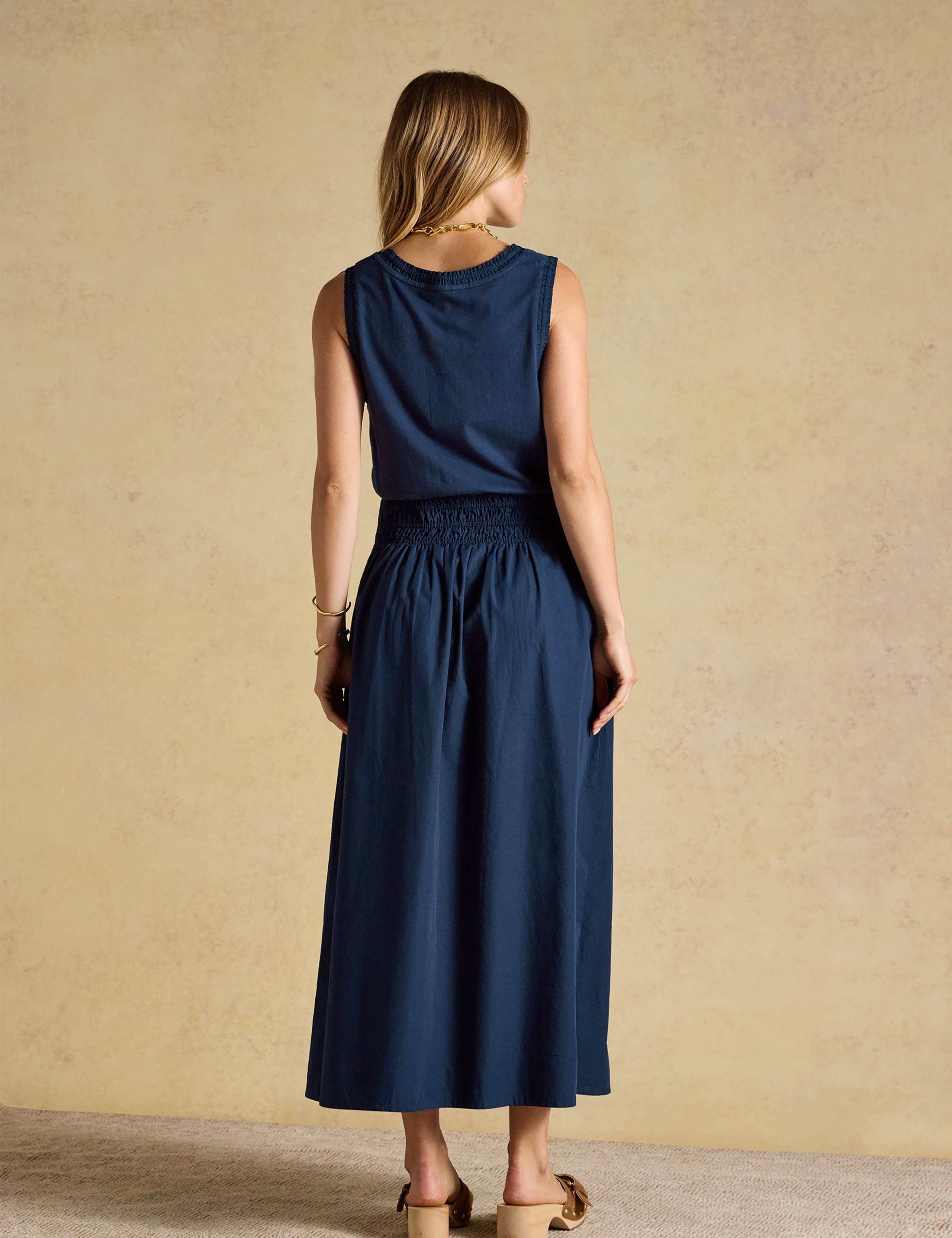 Pure Cotton Round Neck Midi Shirred Dress 7 of 7