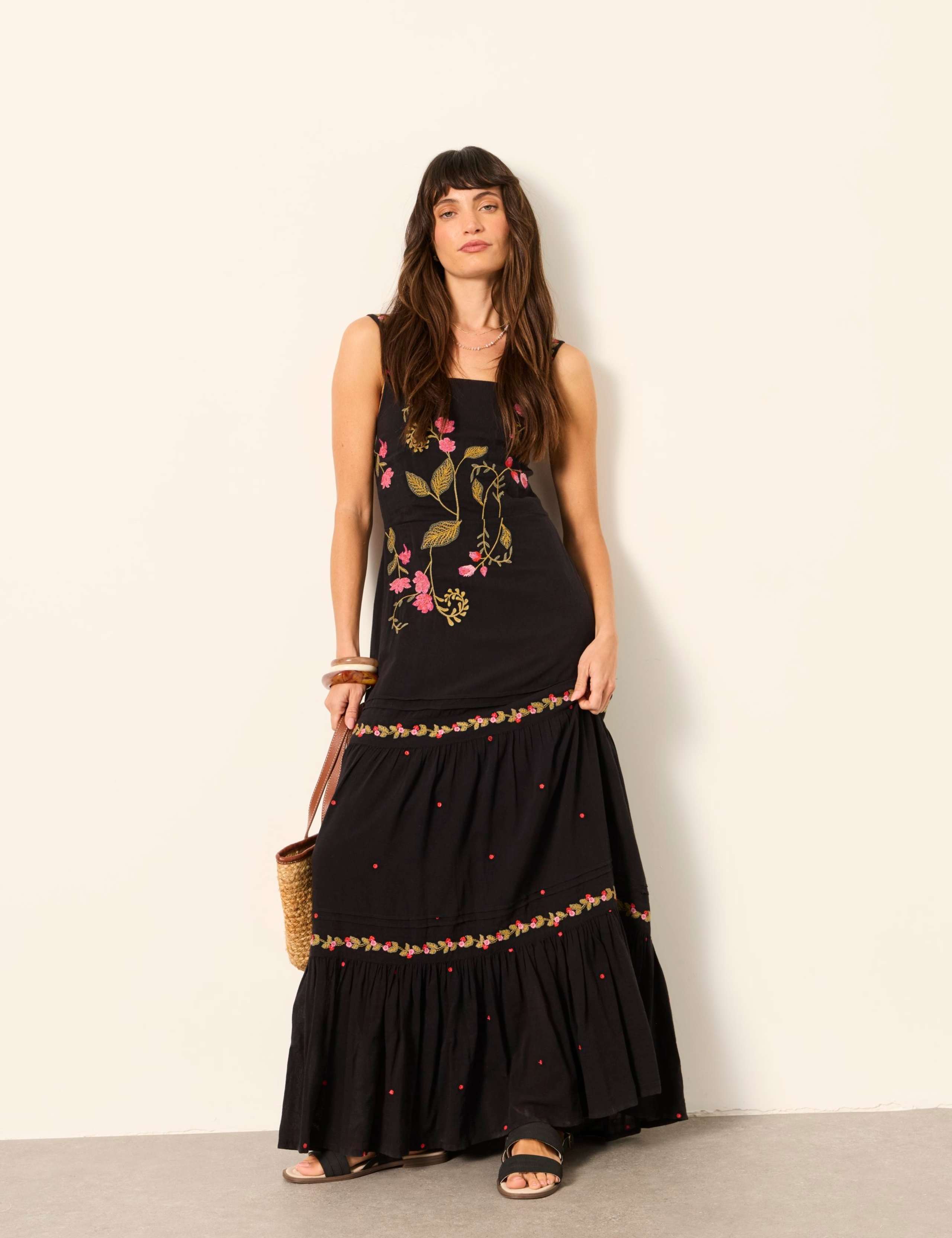 Embroidered Square Neck Maxi Tiered Dress 3 of 5