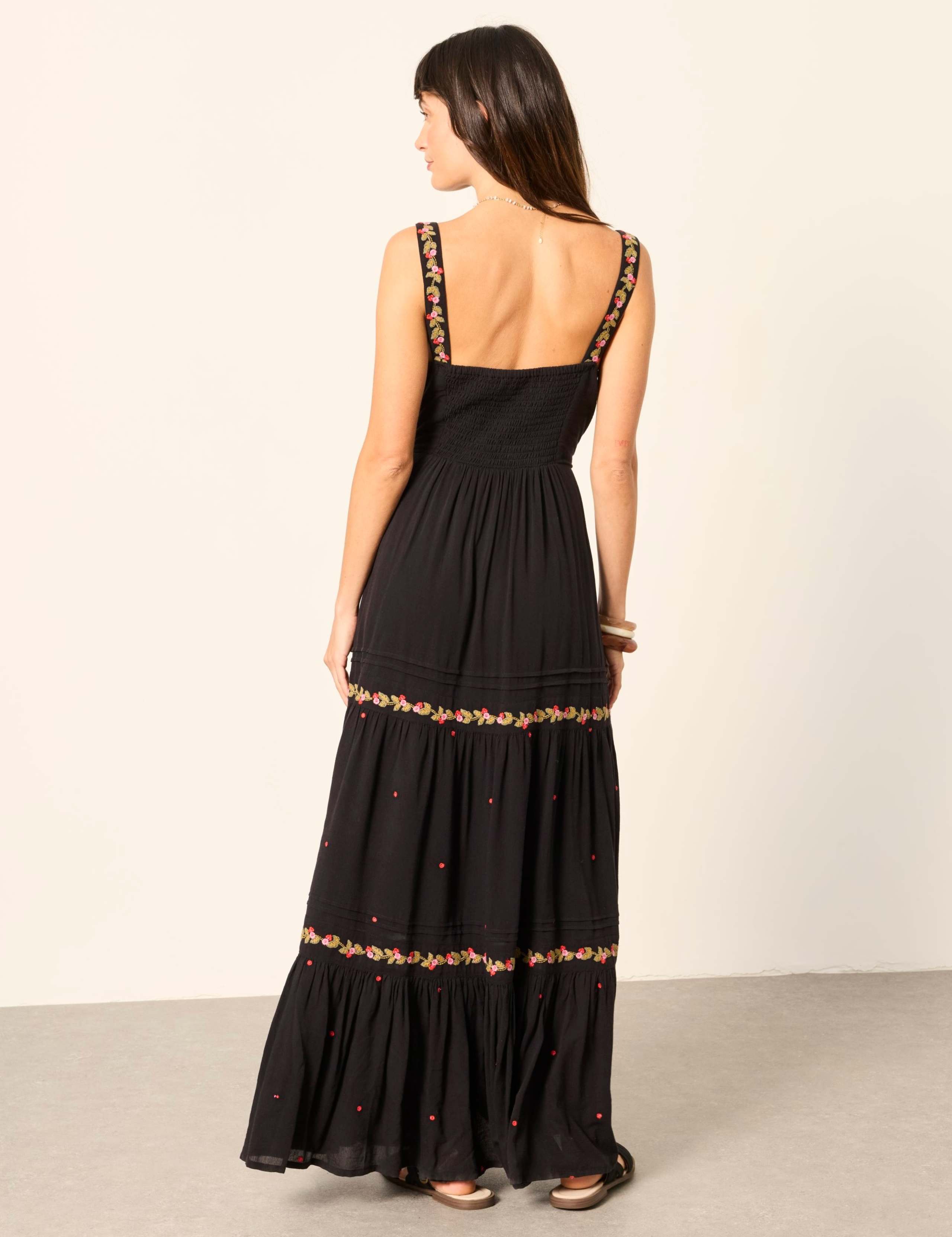 Embroidered Square Neck Maxi Tiered Dress 4 of 5