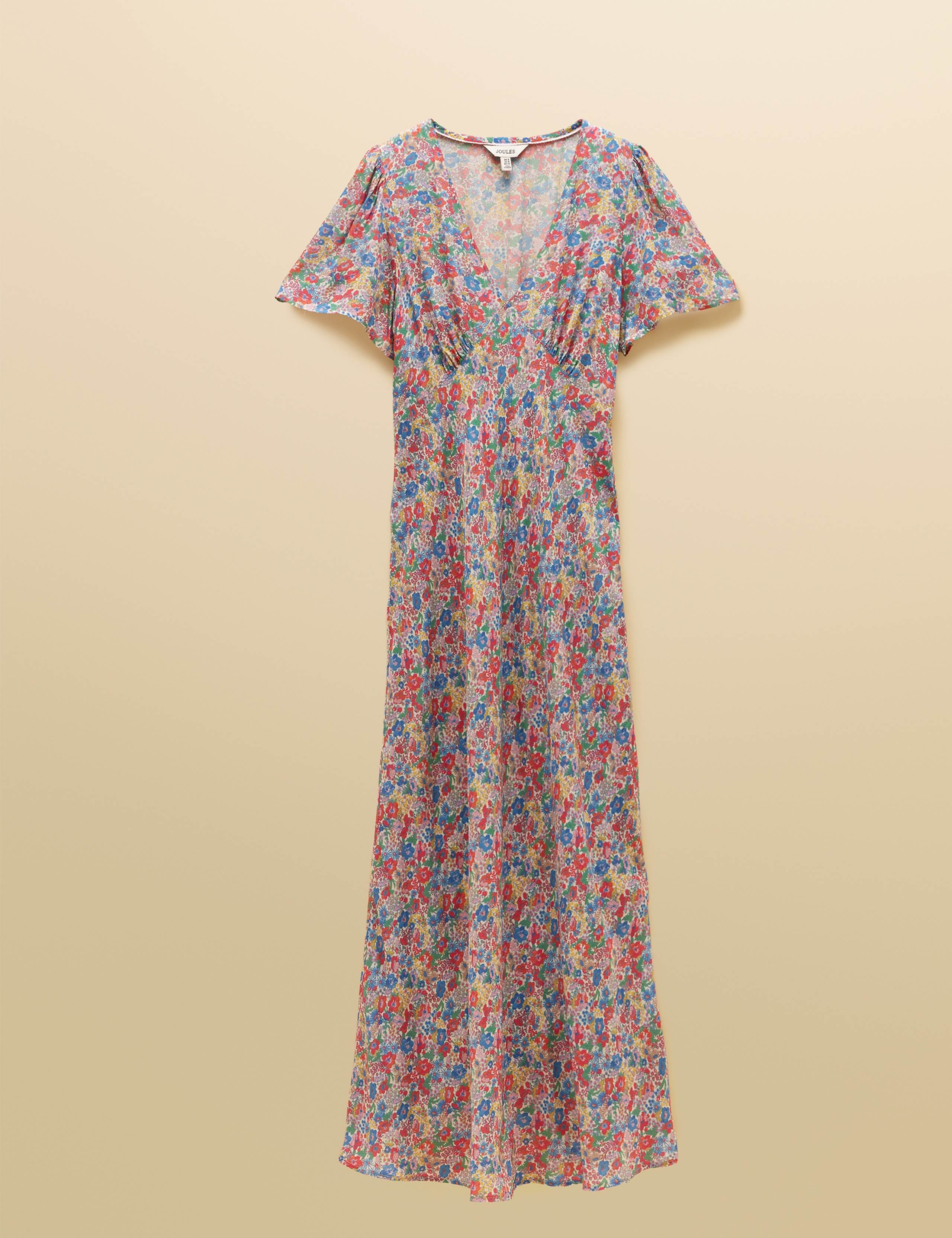 Ditsy Floral V-Neck Midi Tea Dress 2 of 7