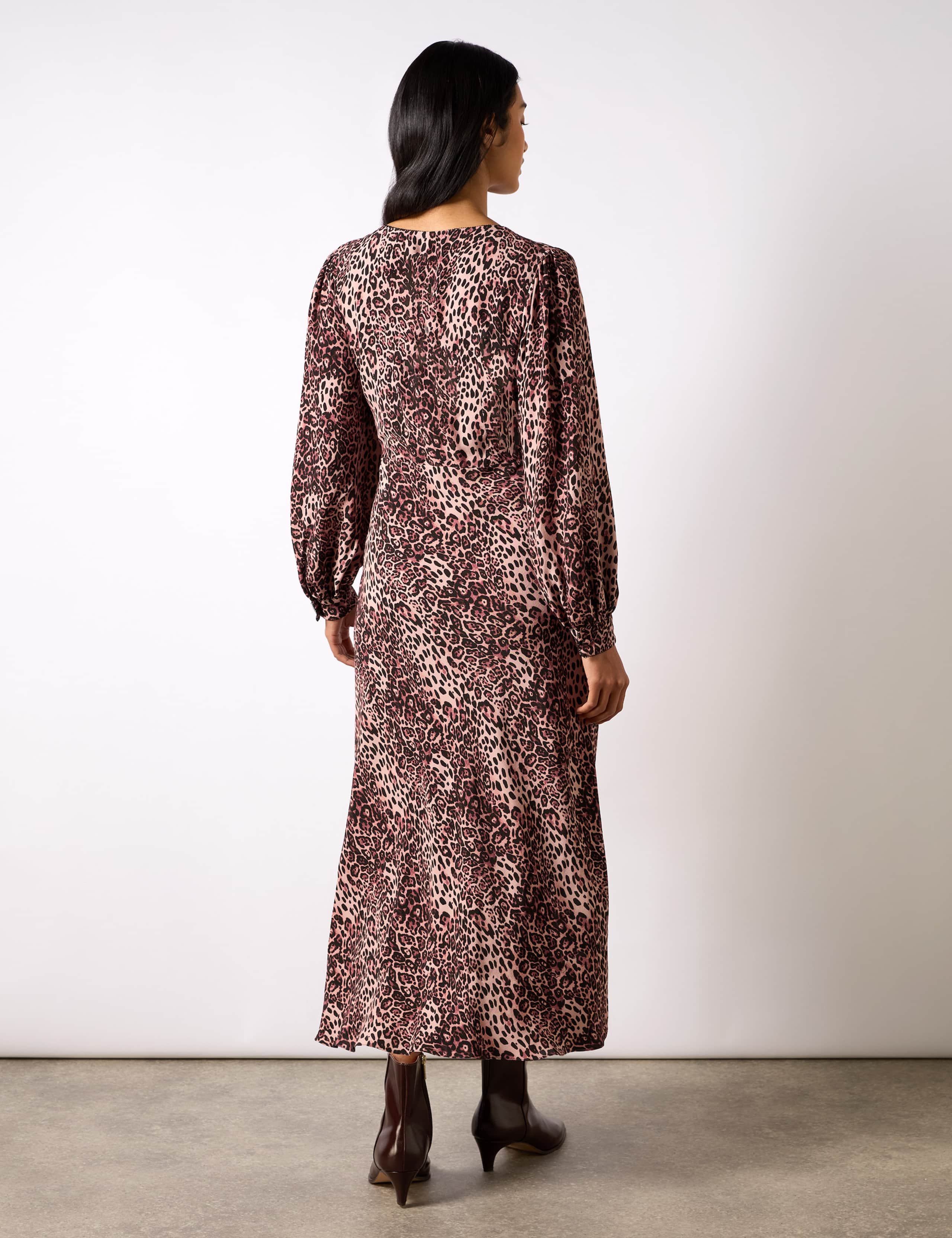 Animal Print V-Neck Midi Tea Dress 3 of 4