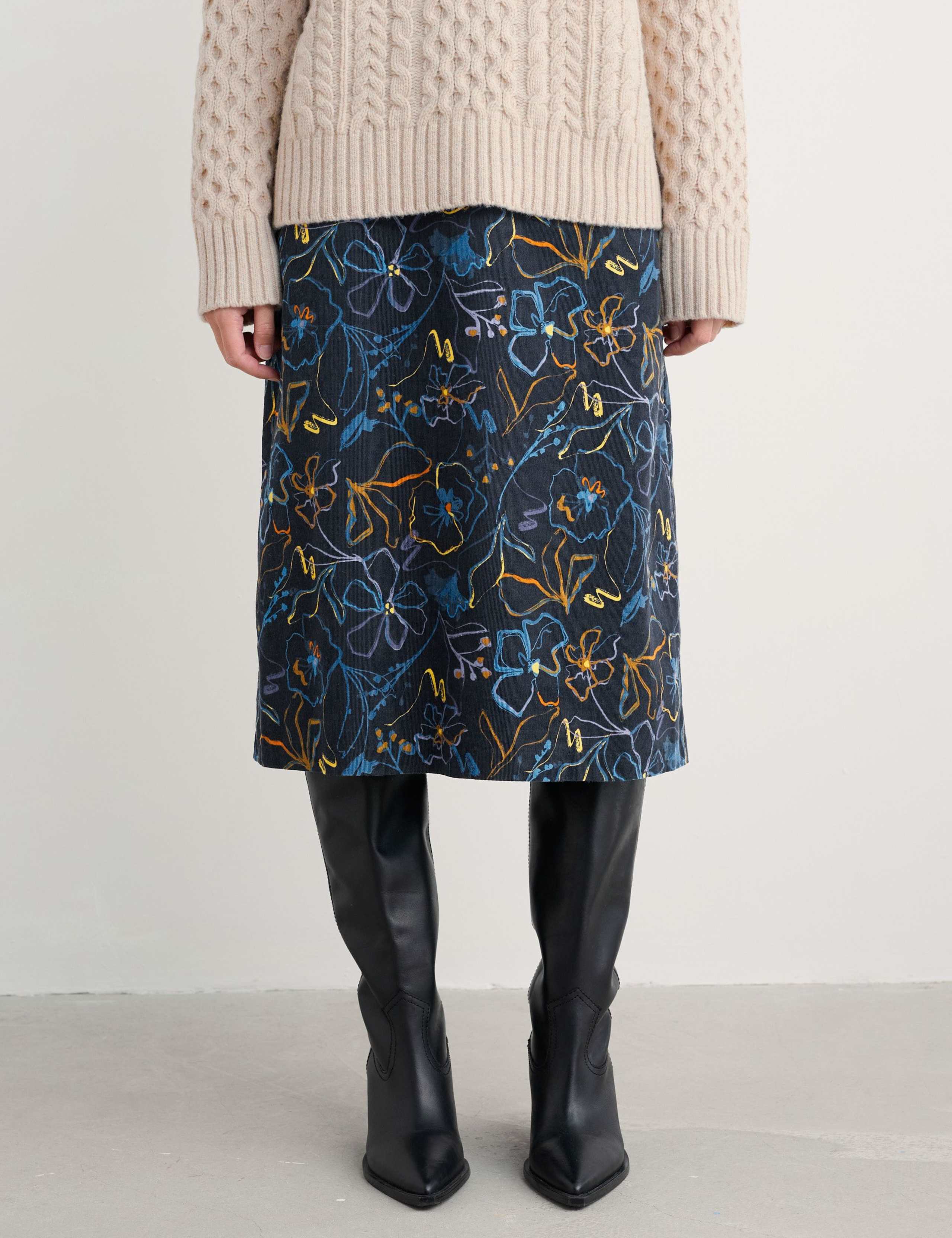 Pure Cotton Floral Midi A-Line Skirt 3 of 5