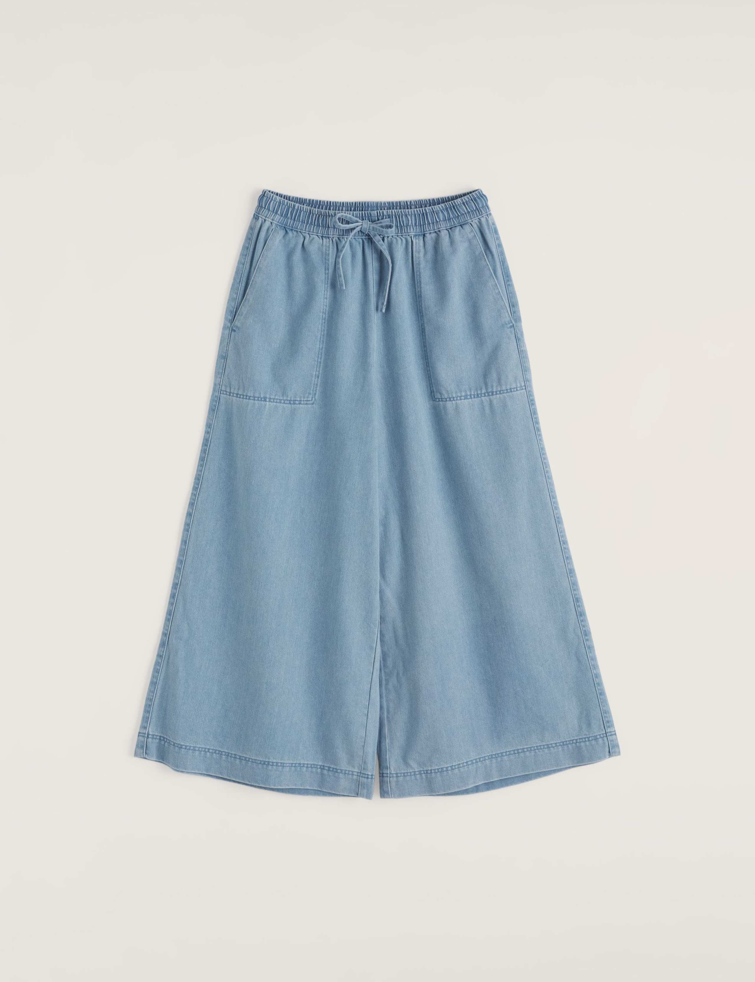 Cotton Blend Wide Leg Cropped Culottes 2 of 5