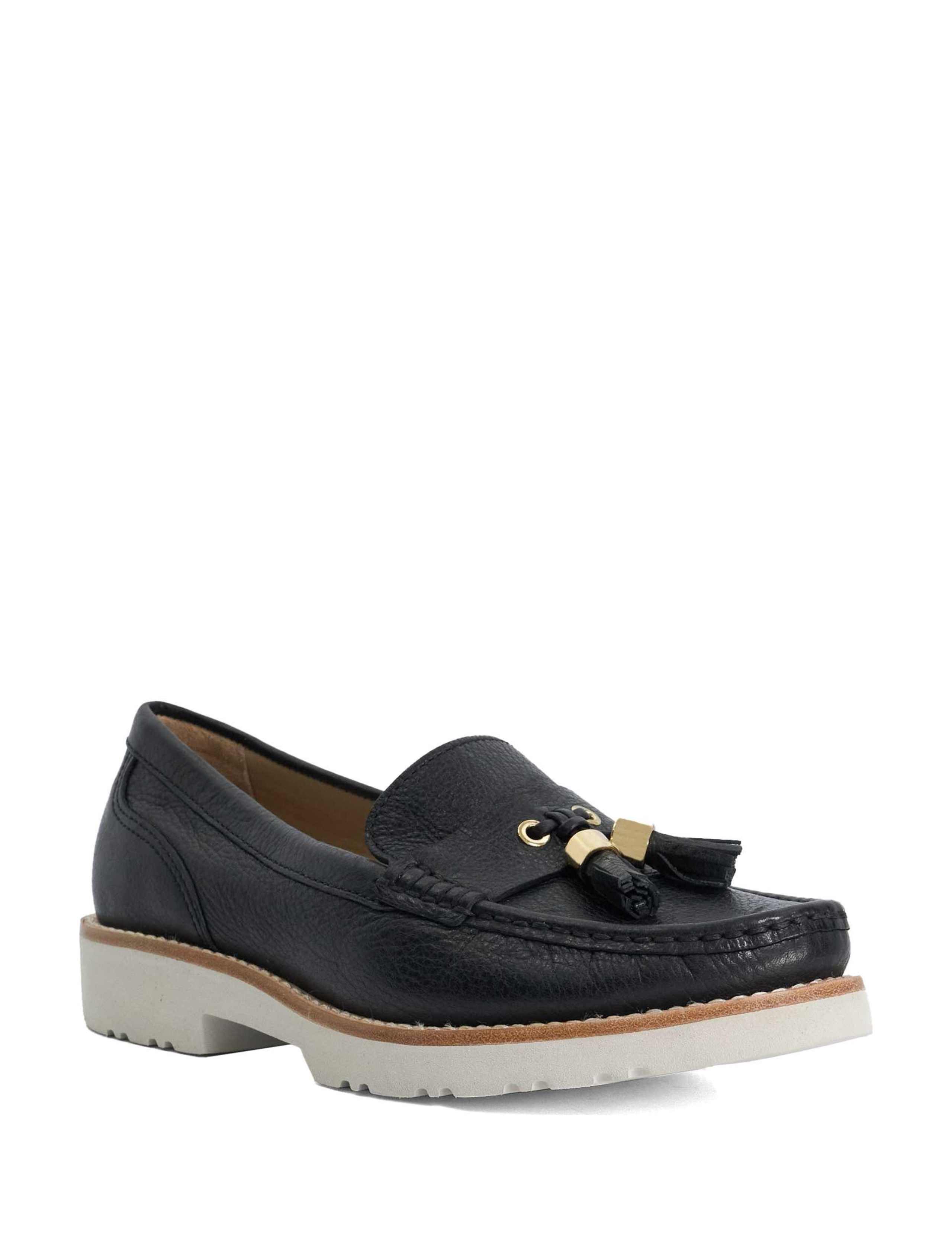 Wide Fit Leather Cleated Block Heel Loafer 2 of 5