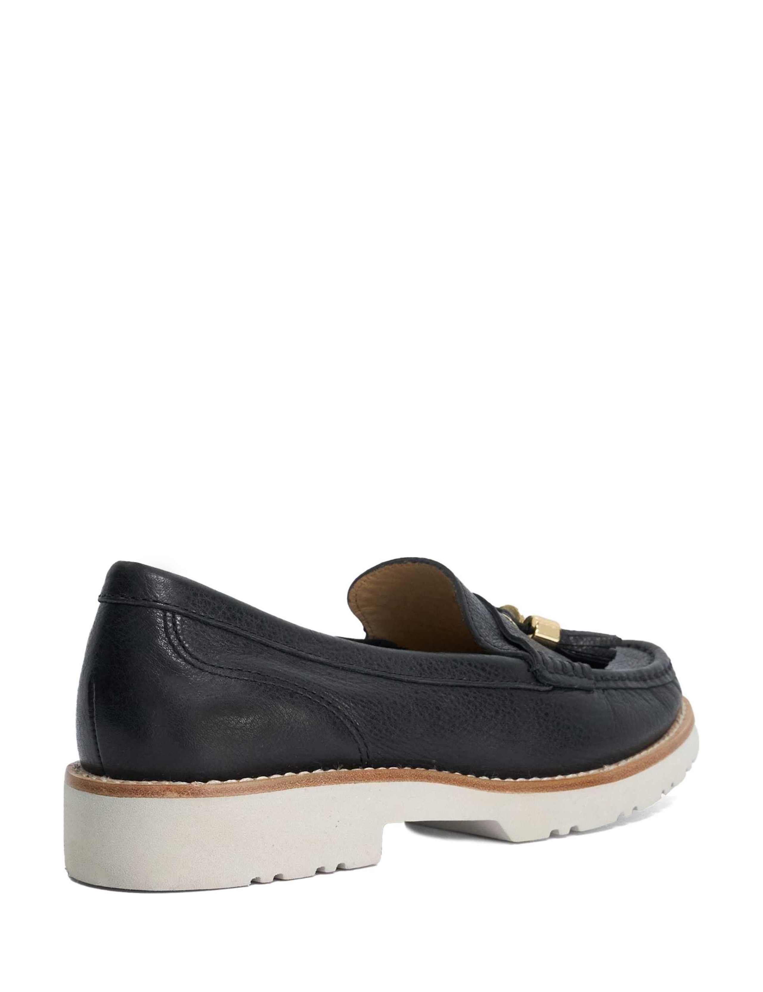 Wide Fit Leather Cleated Block Heel Loafer 4 of 5