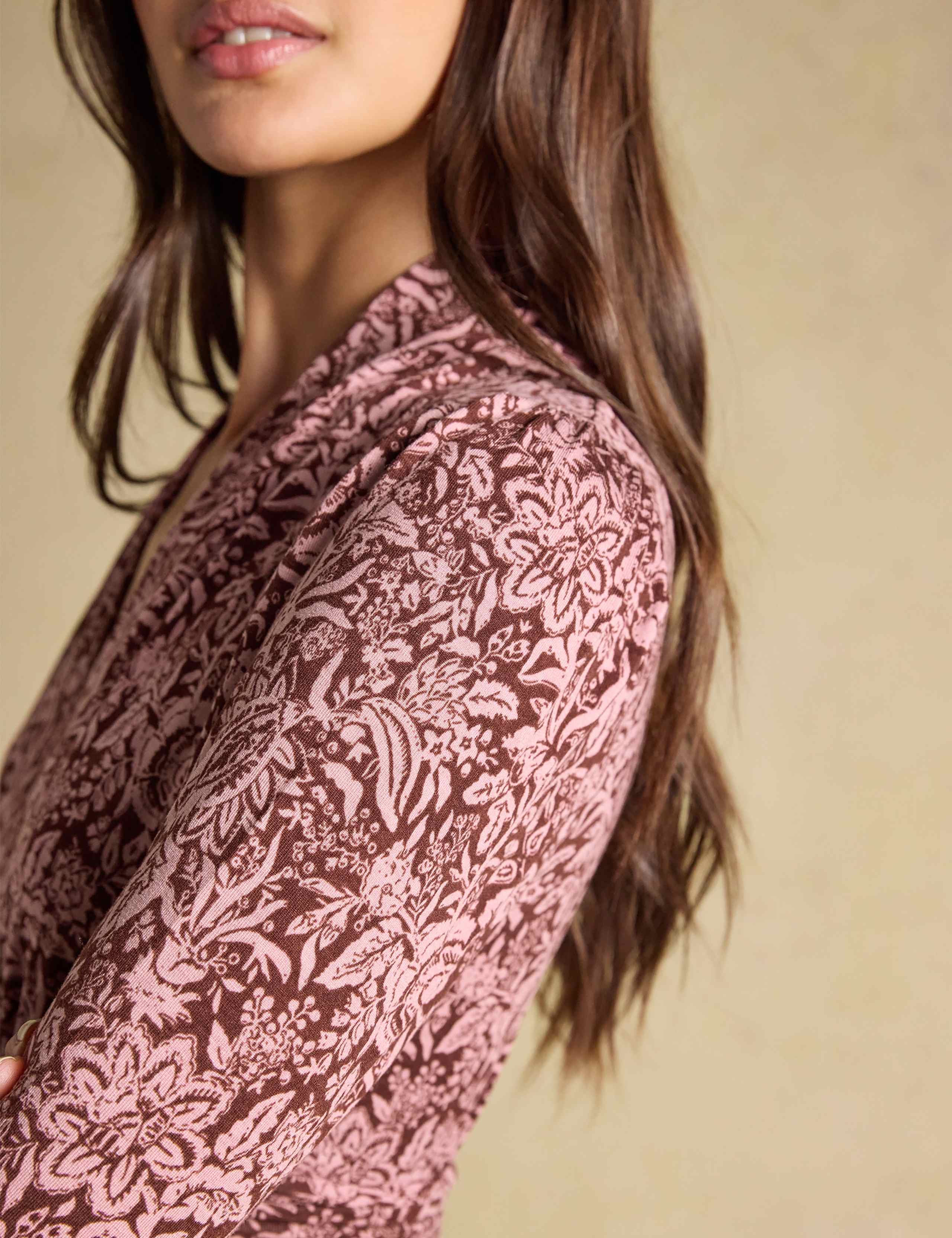 Jersey Floral V-Neck Midi Tea Dress 2 of 8