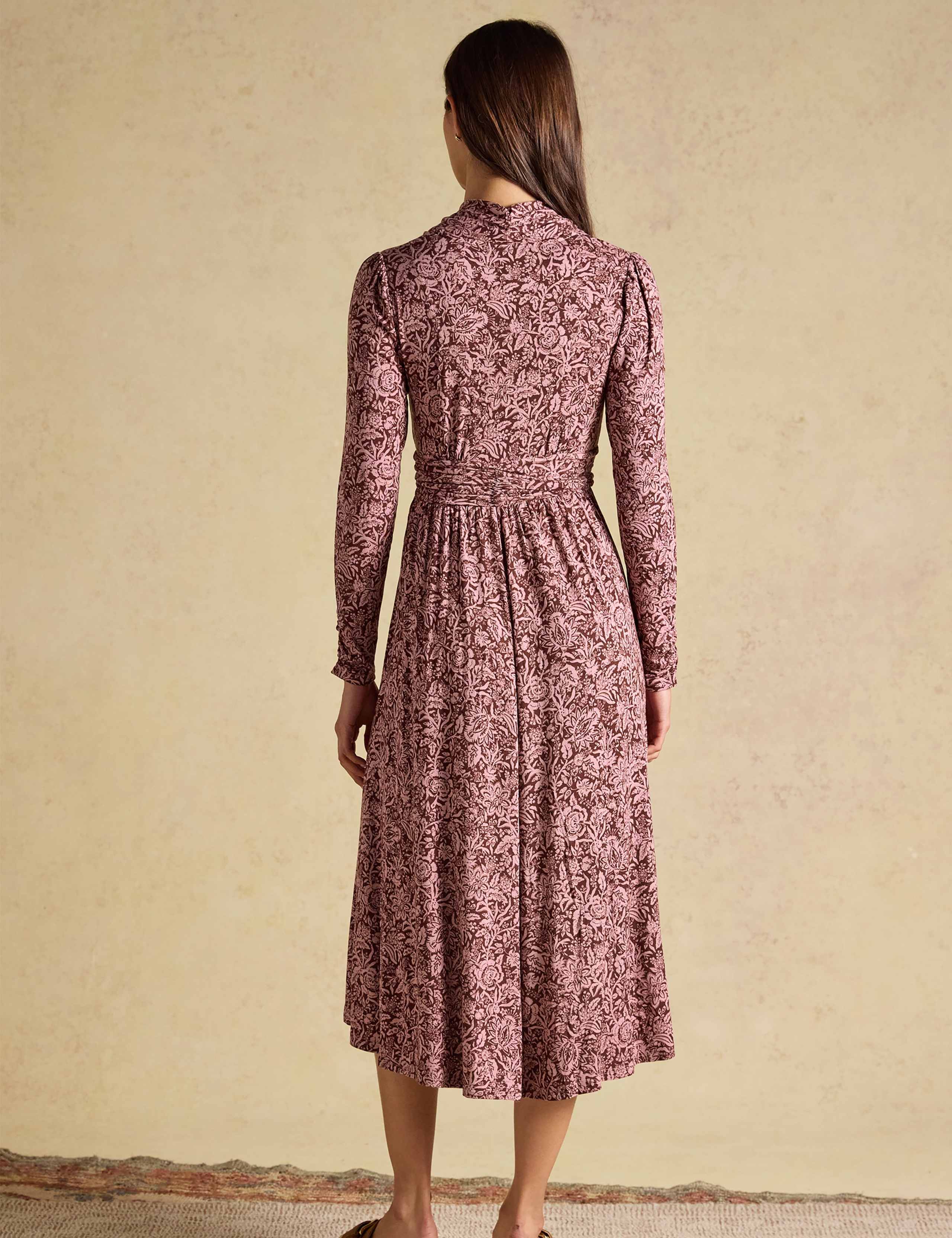 Jersey Floral V-Neck Midi Tea Dress 8 of 8