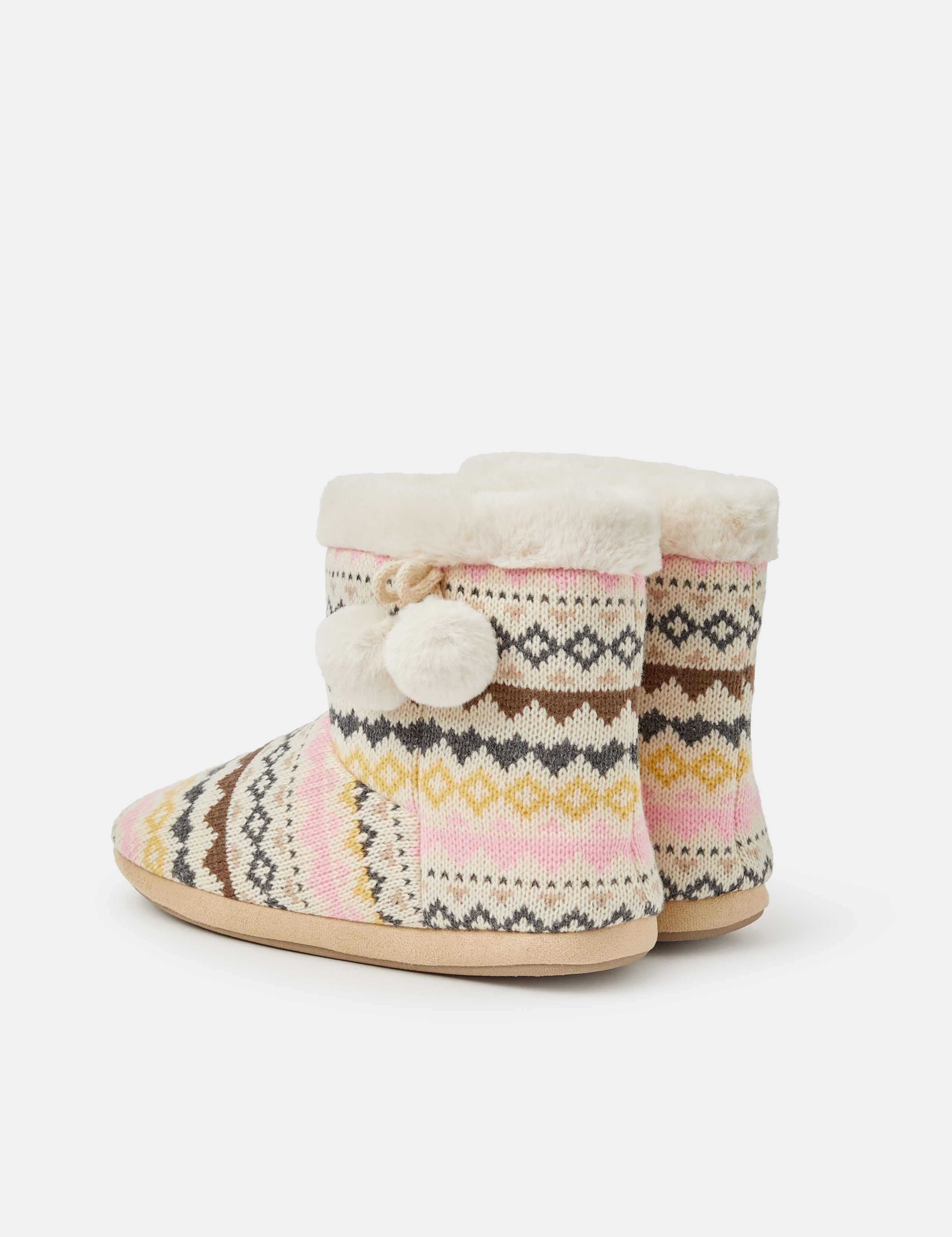 Fair Isle Faux Fur Lined Slipper Boots 3 of 4