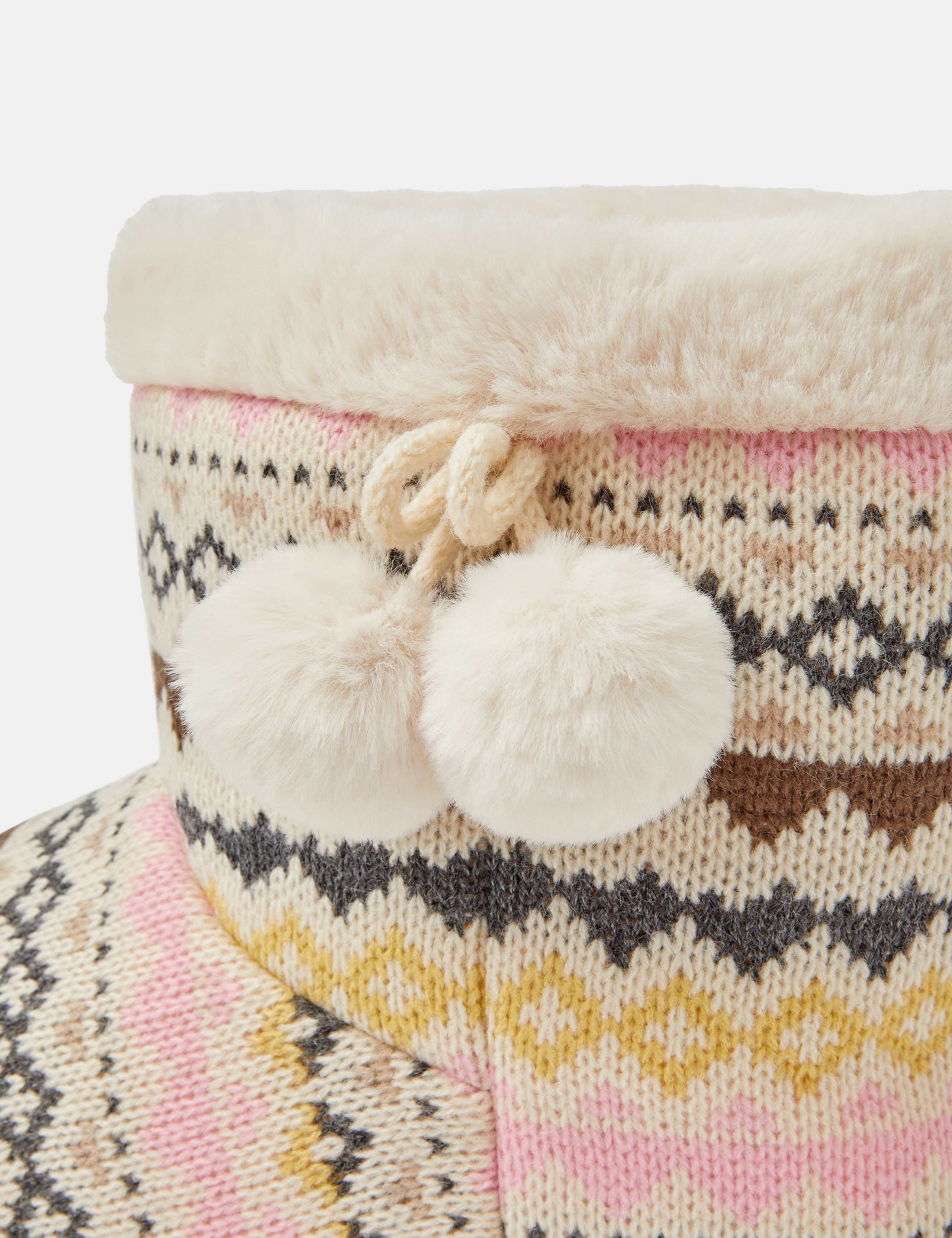 Fair Isle Faux Fur Lined Slipper Boots 4 of 4