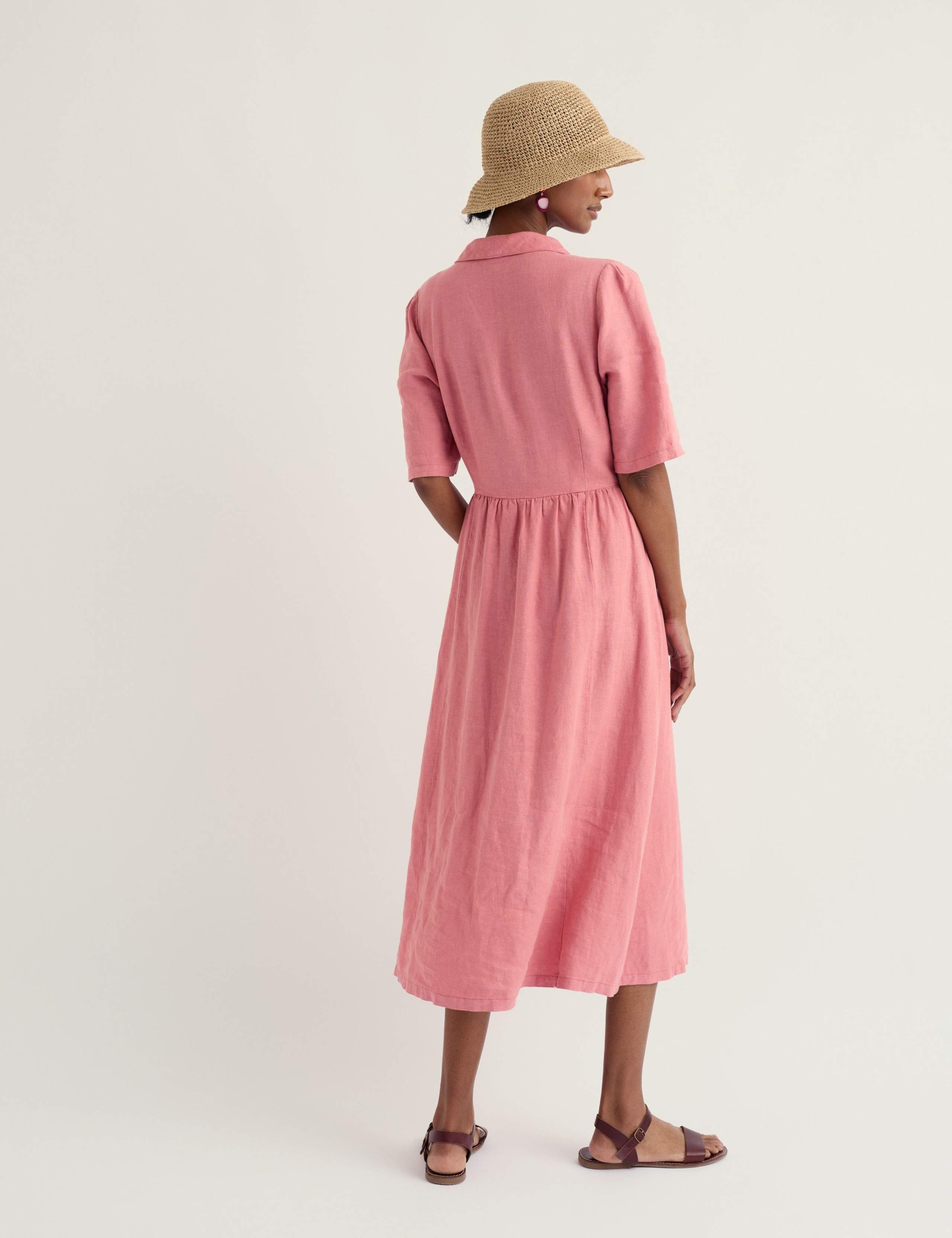 Pure Linen Midi Waisted Dress 4 of 6