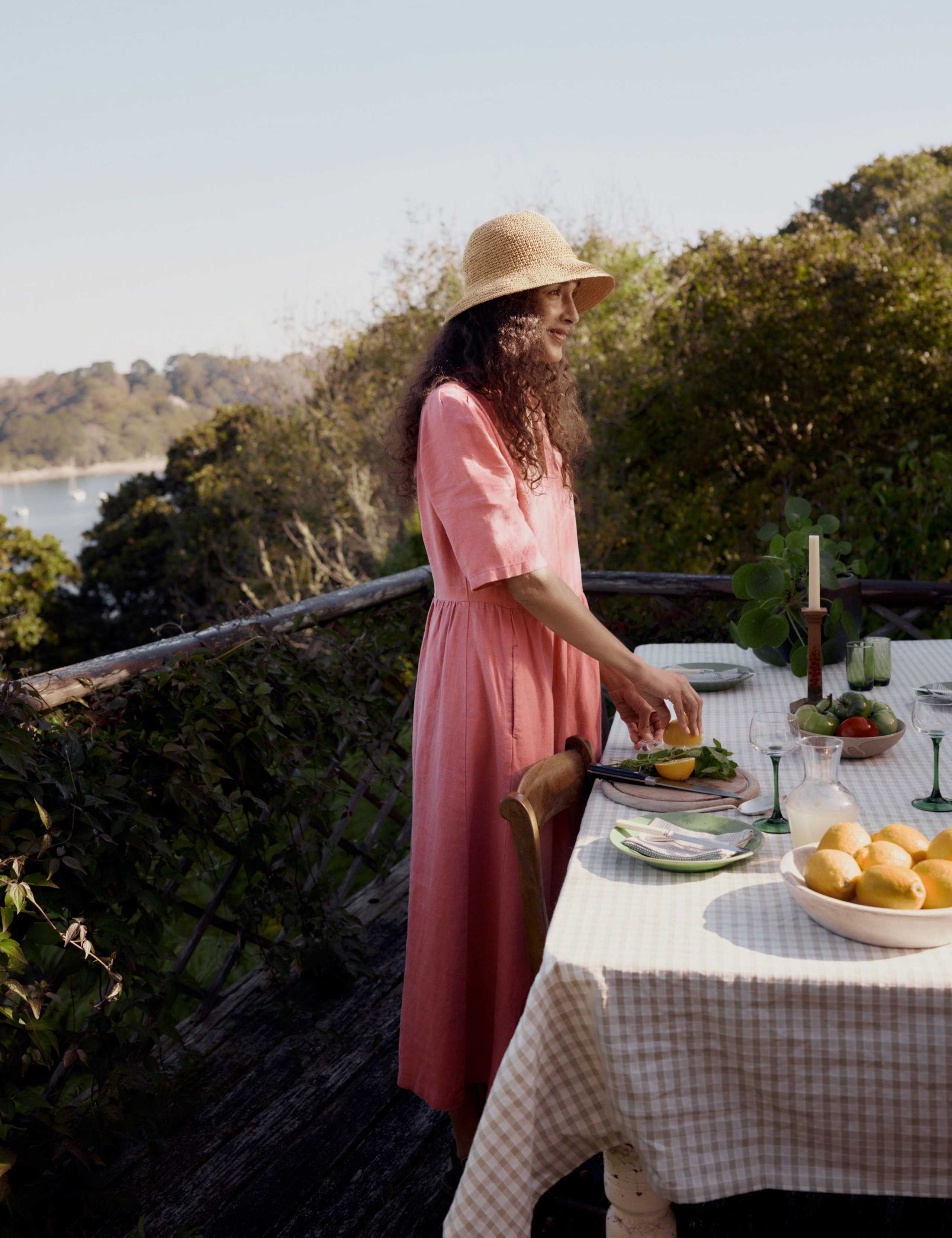 Pure Linen Midi Waisted Dress 5 of 6