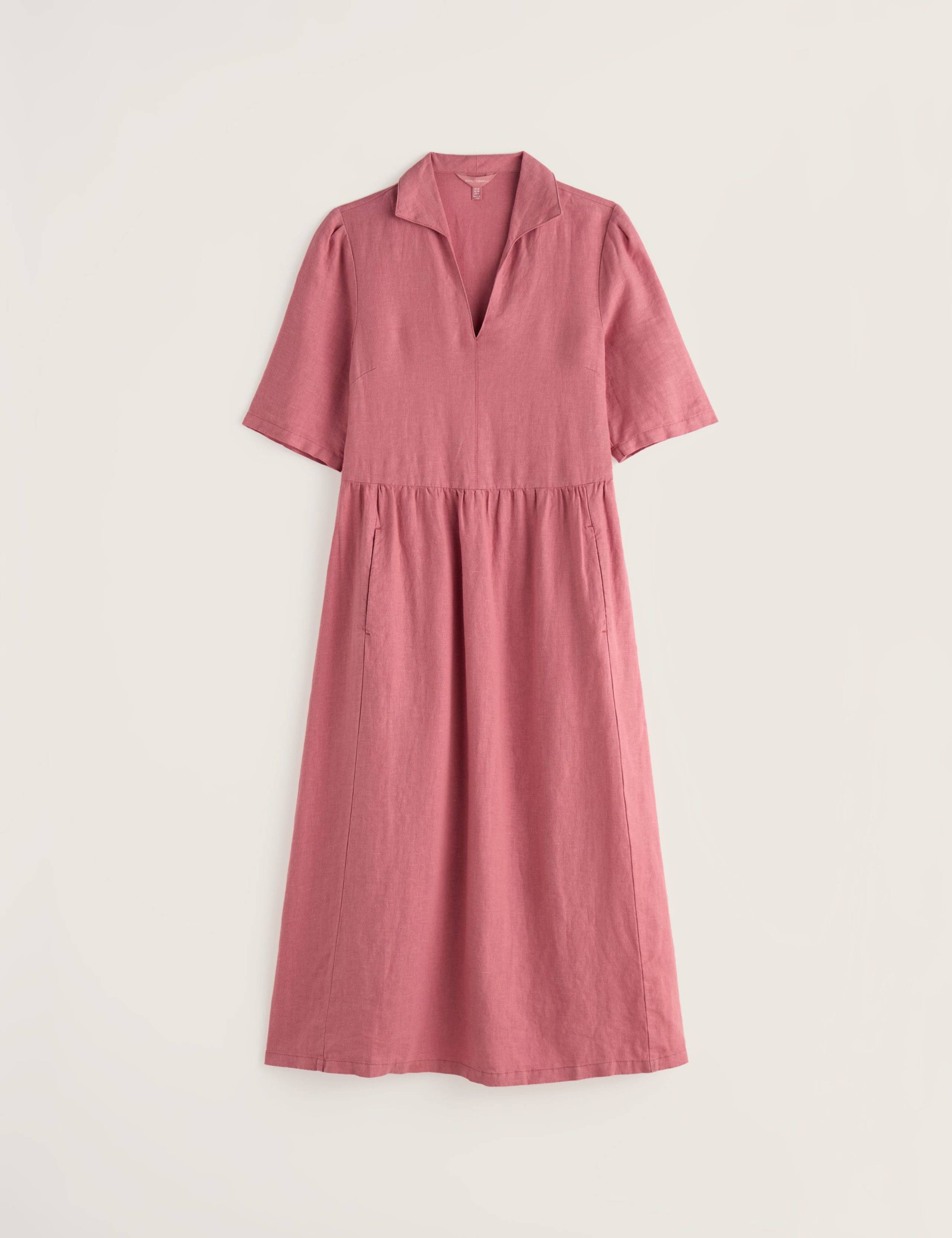 Pure Linen Midi Waisted Dress 2 of 6