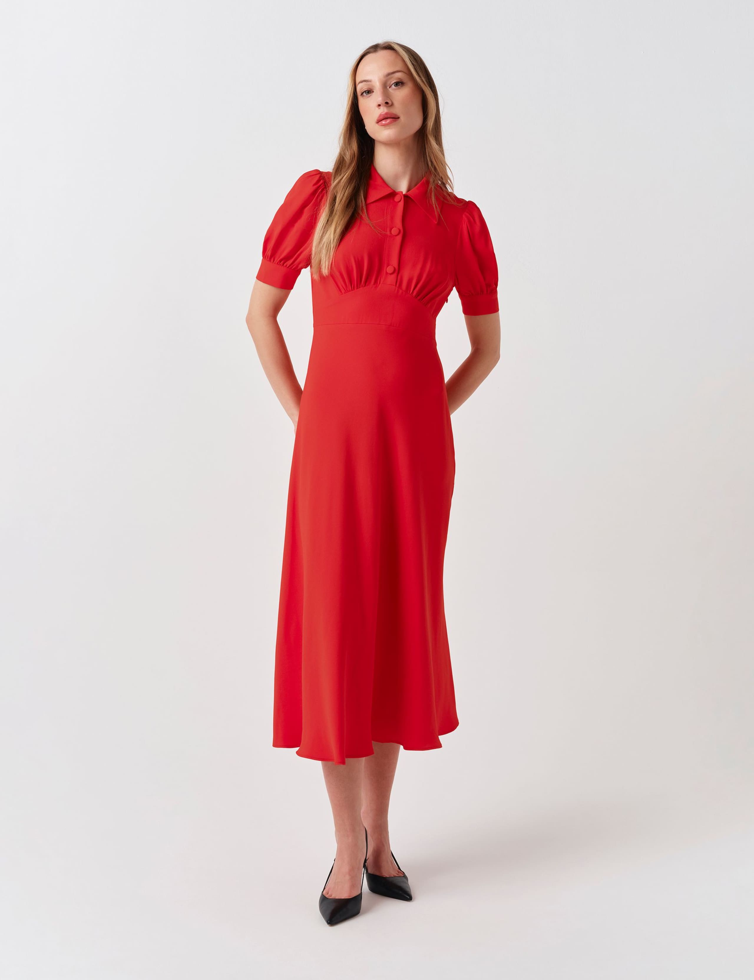 Collared Button Front Midi Tea Dress 2 of 7