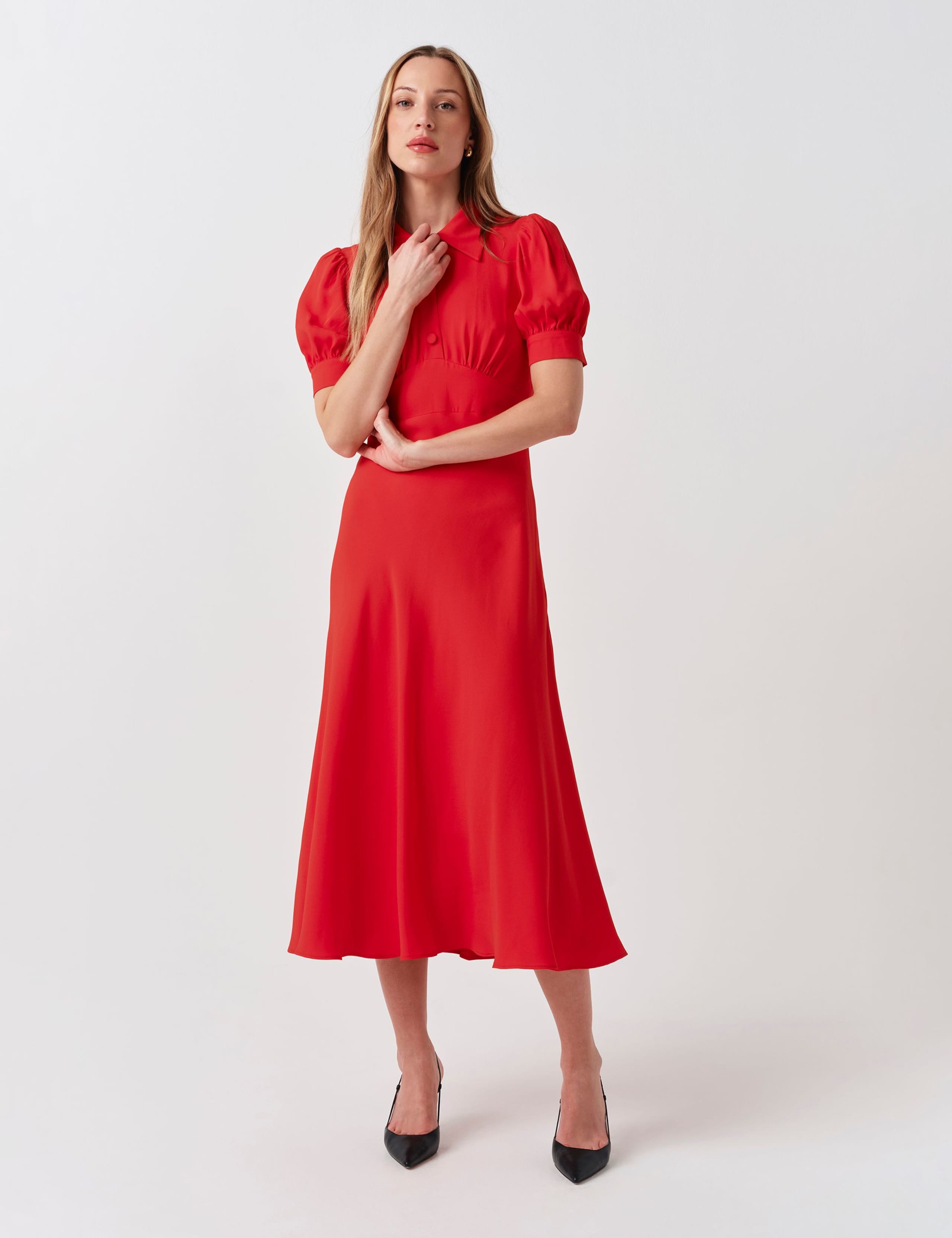 Collared Button Front Midi Tea Dress 3 of 7