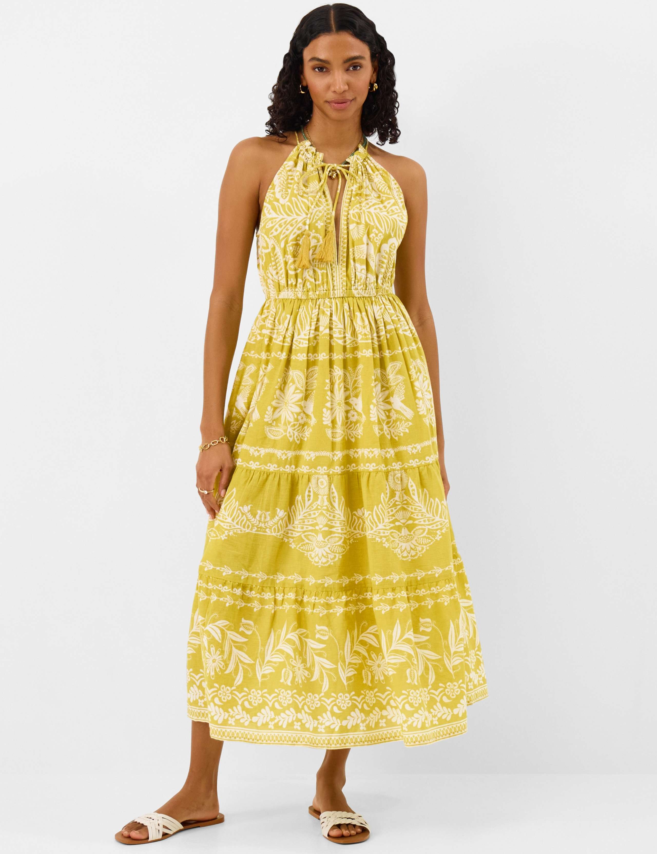 Pure Cotton Printed Halterneck Midaxi Beach Dress 1 of 4