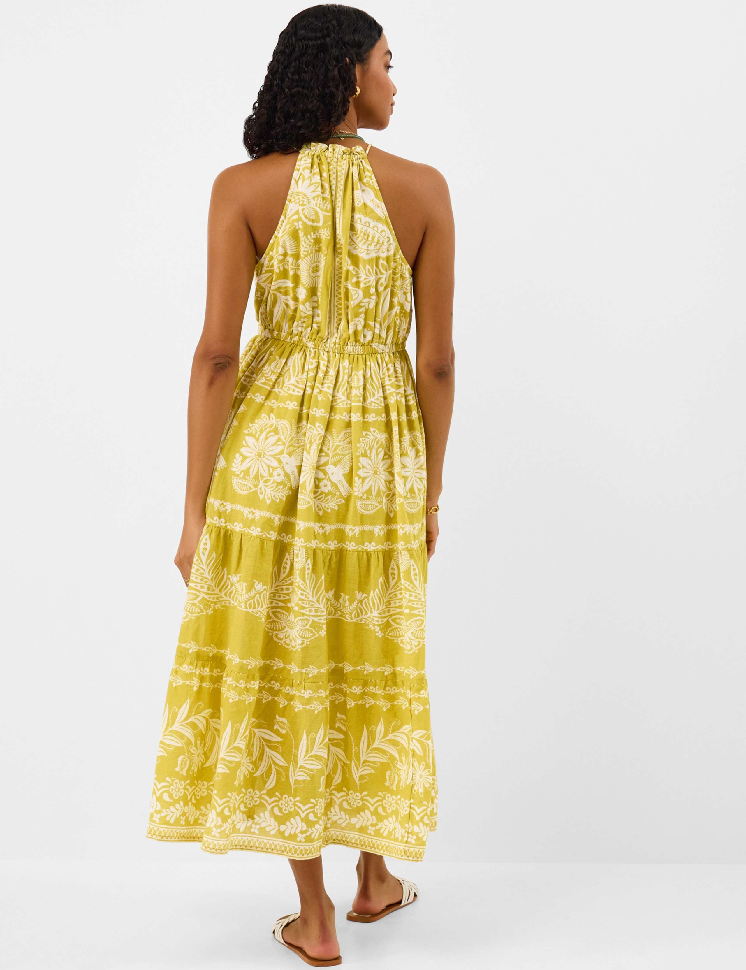 Pure Cotton Printed Halterneck Midaxi Beach Dress 4 of 4