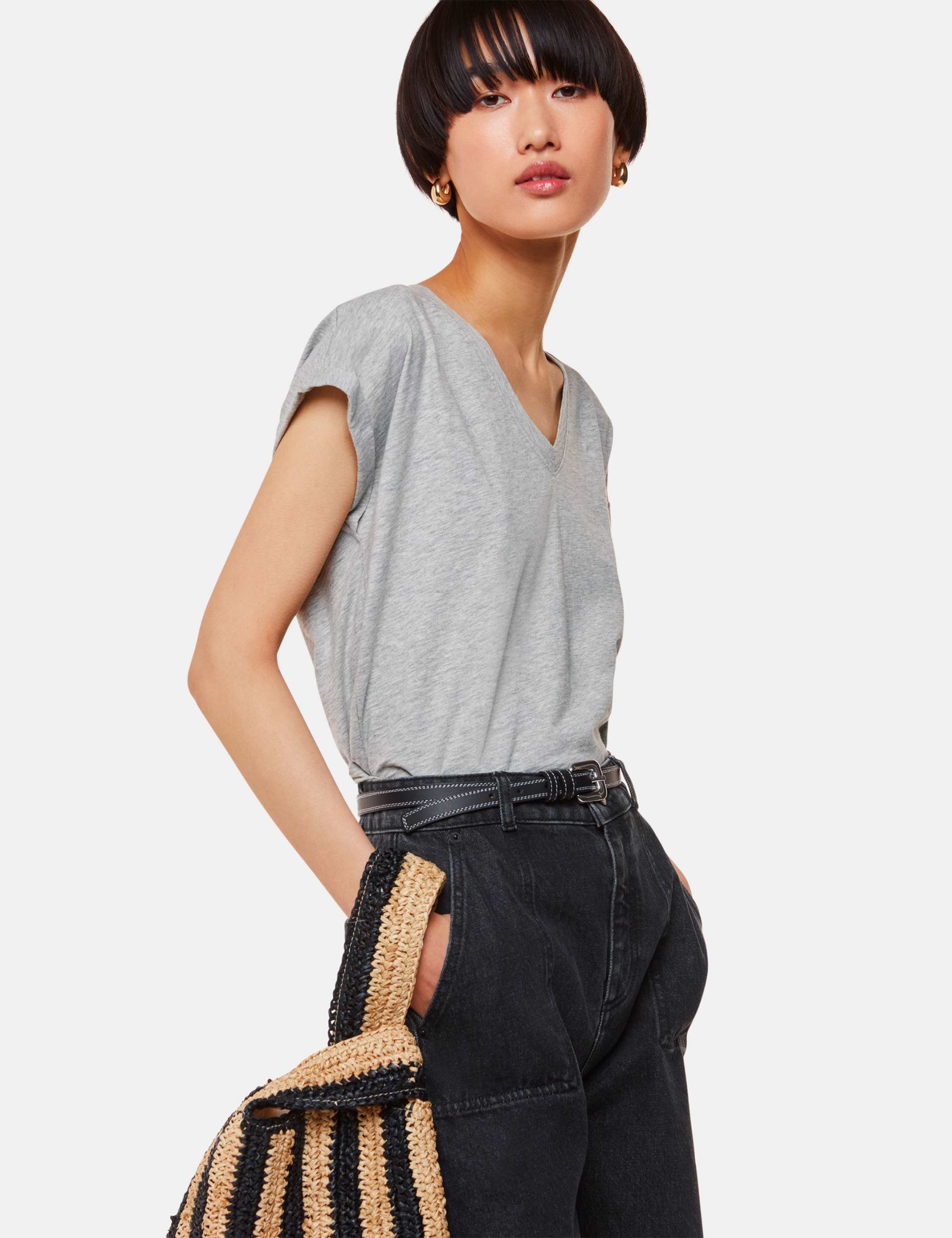 Willa Pure Cotton V-Neck T-Shirt 1 of 4