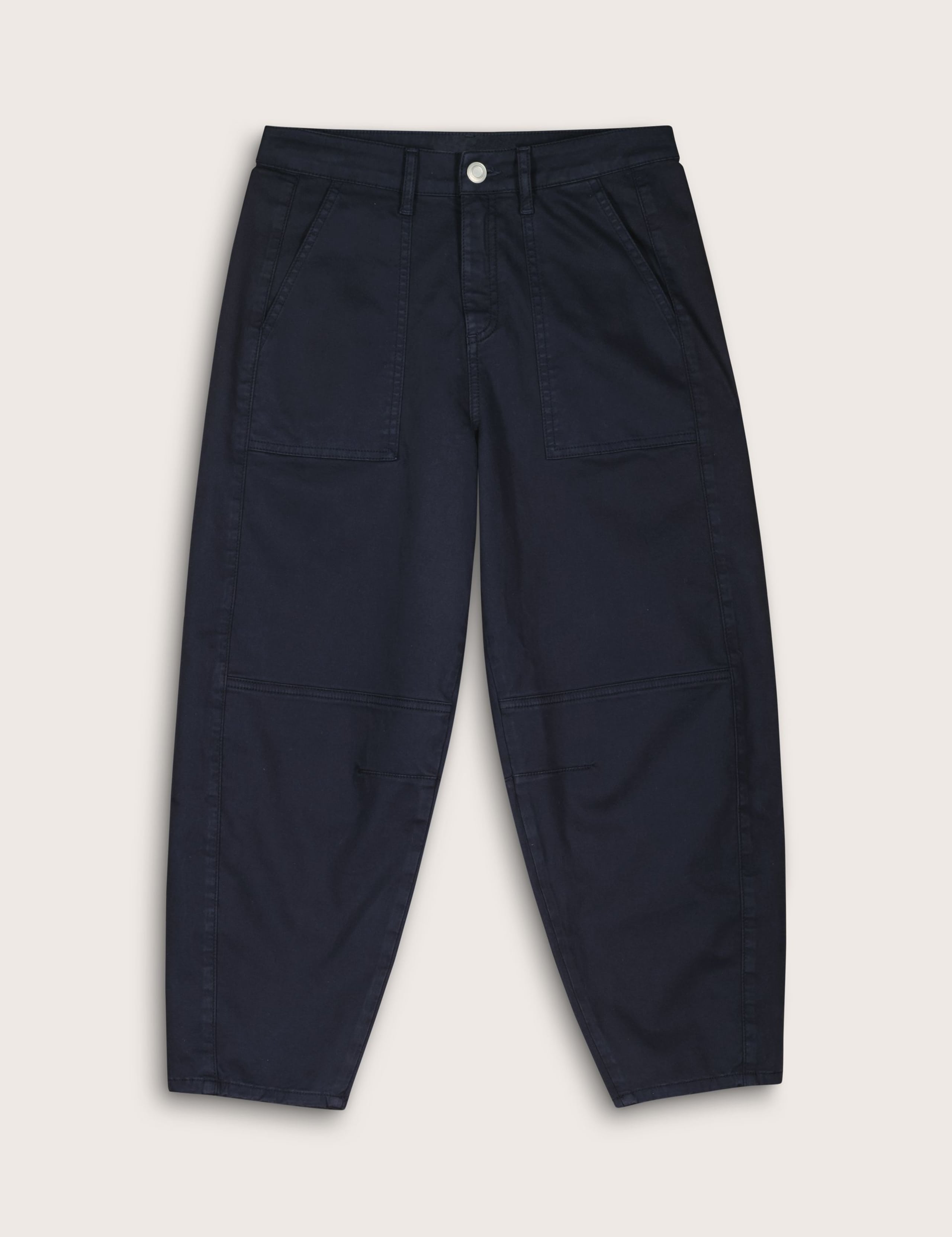 Cotton Rich Barrel Leg Cropped Trousers 2 of 6
