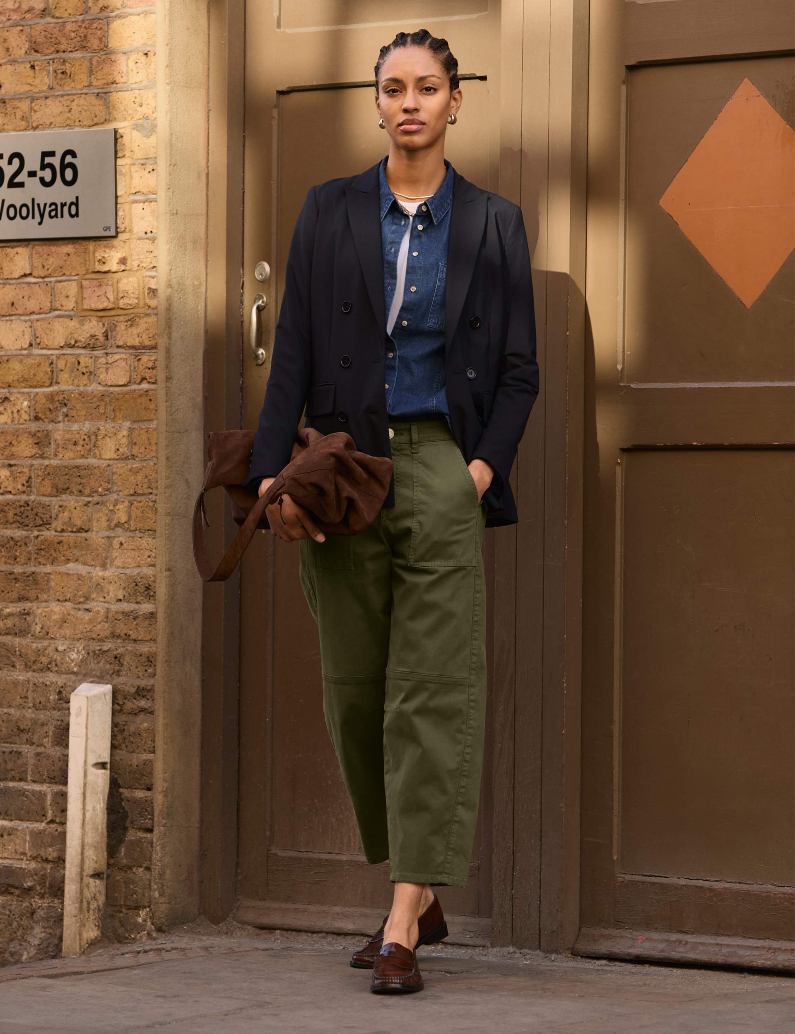 Cotton Rich Barrel Leg Cropped Trousers 2 of 4