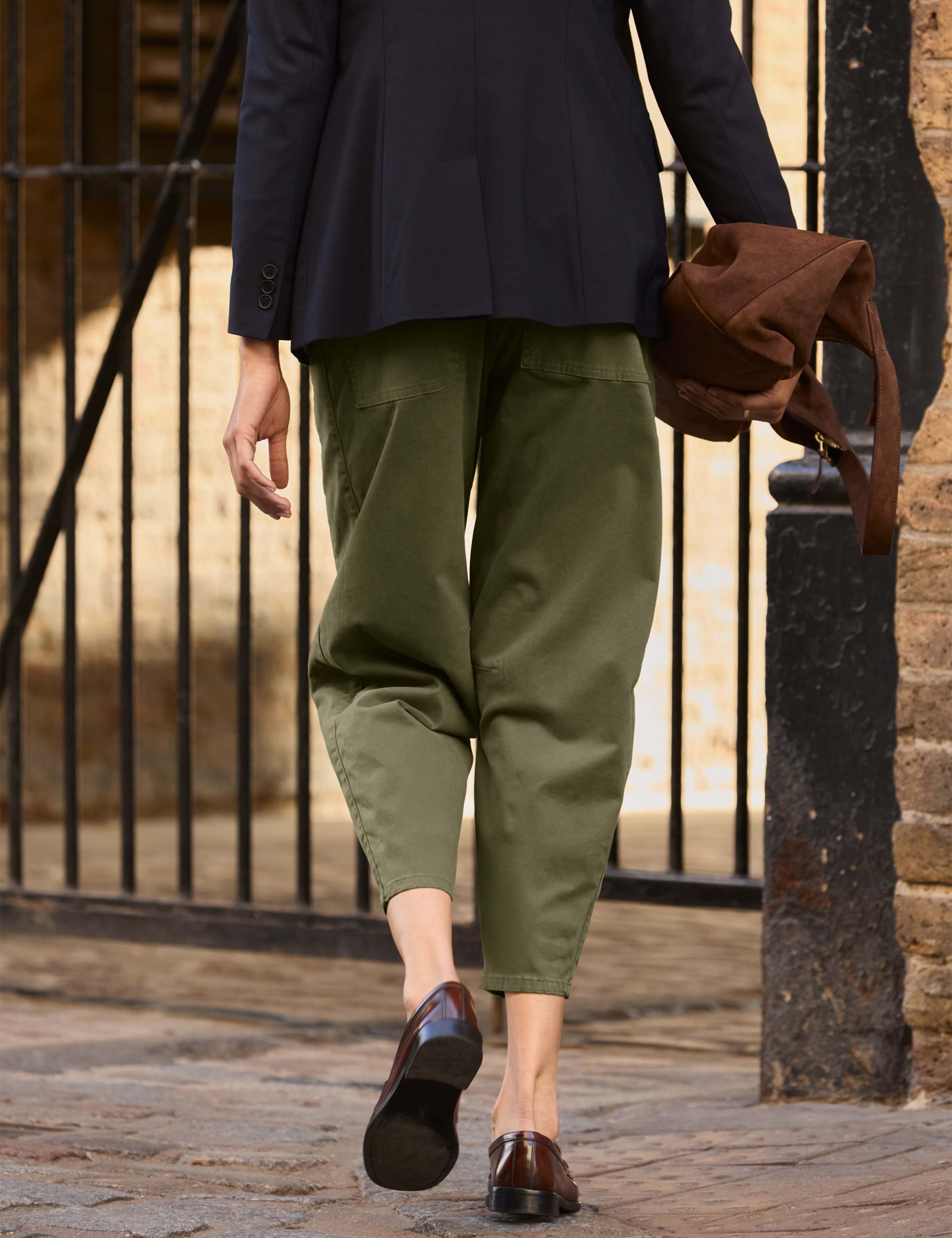 Cotton Rich Barrel Leg Cropped Trousers 4 of 4