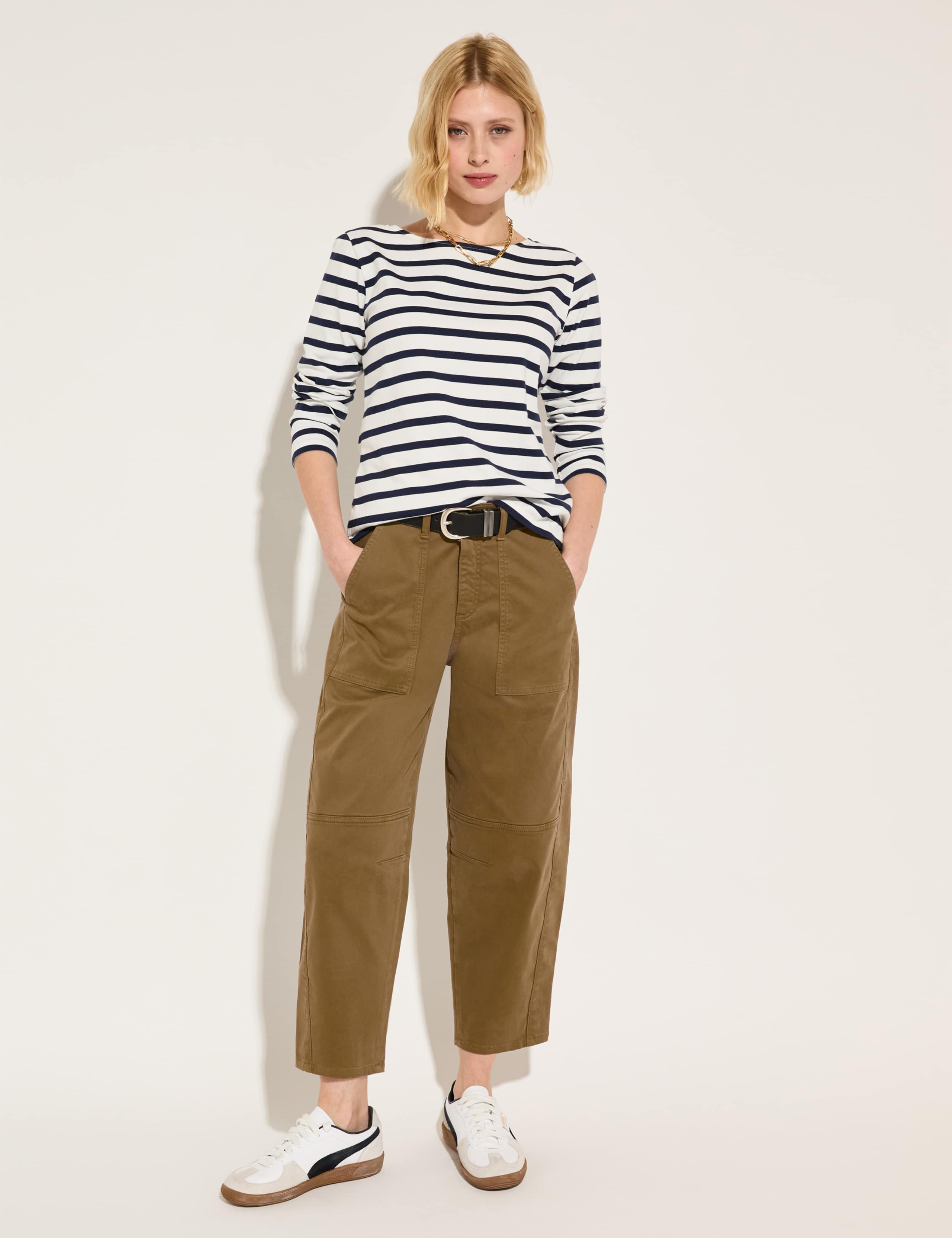 Cotton Rich Barrel Leg Cropped Trousers 5 of 6