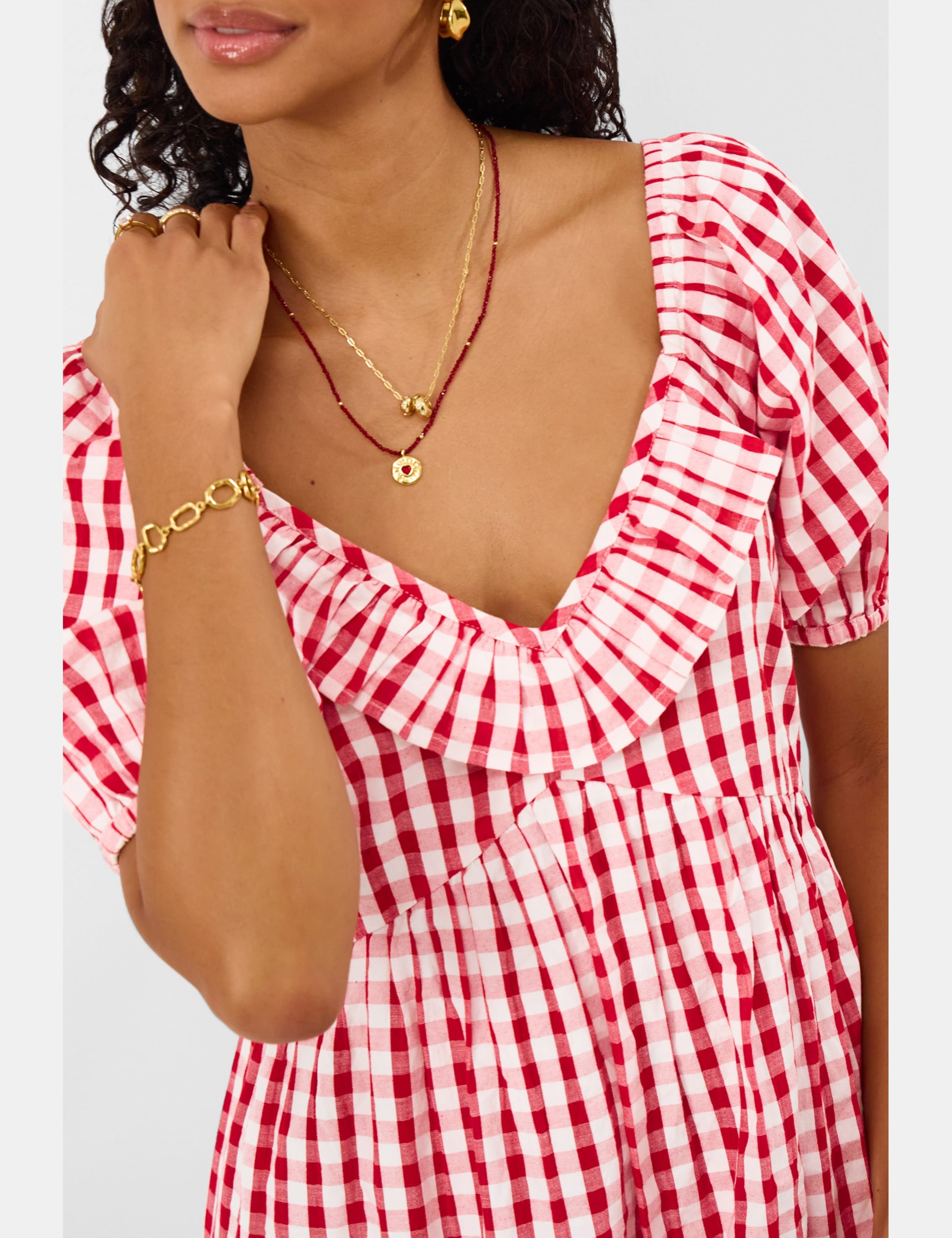 Pure Cotton Gingham Maxi Tiered Dress 2 of 4