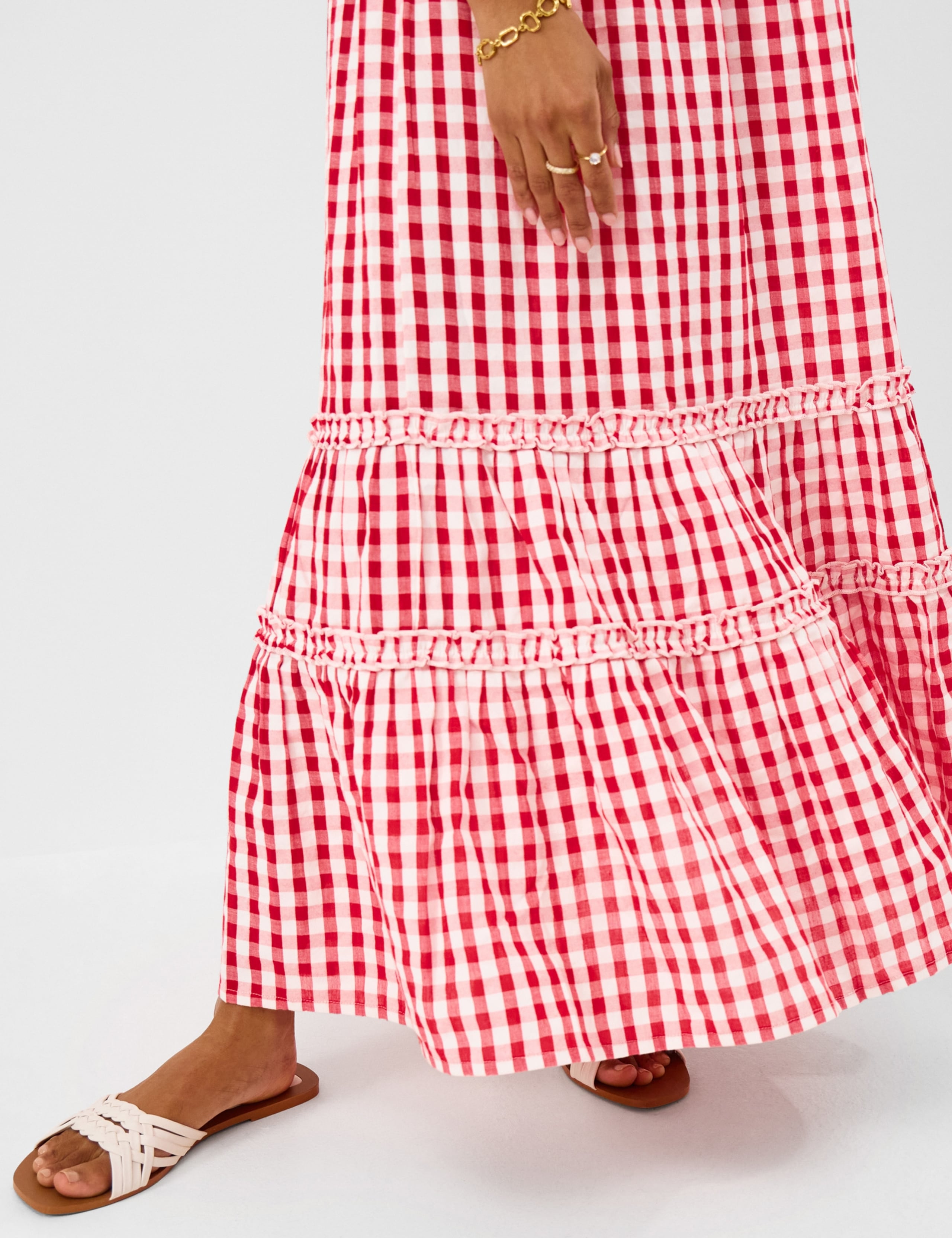 Pure Cotton Gingham Maxi Tiered Dress 3 of 4