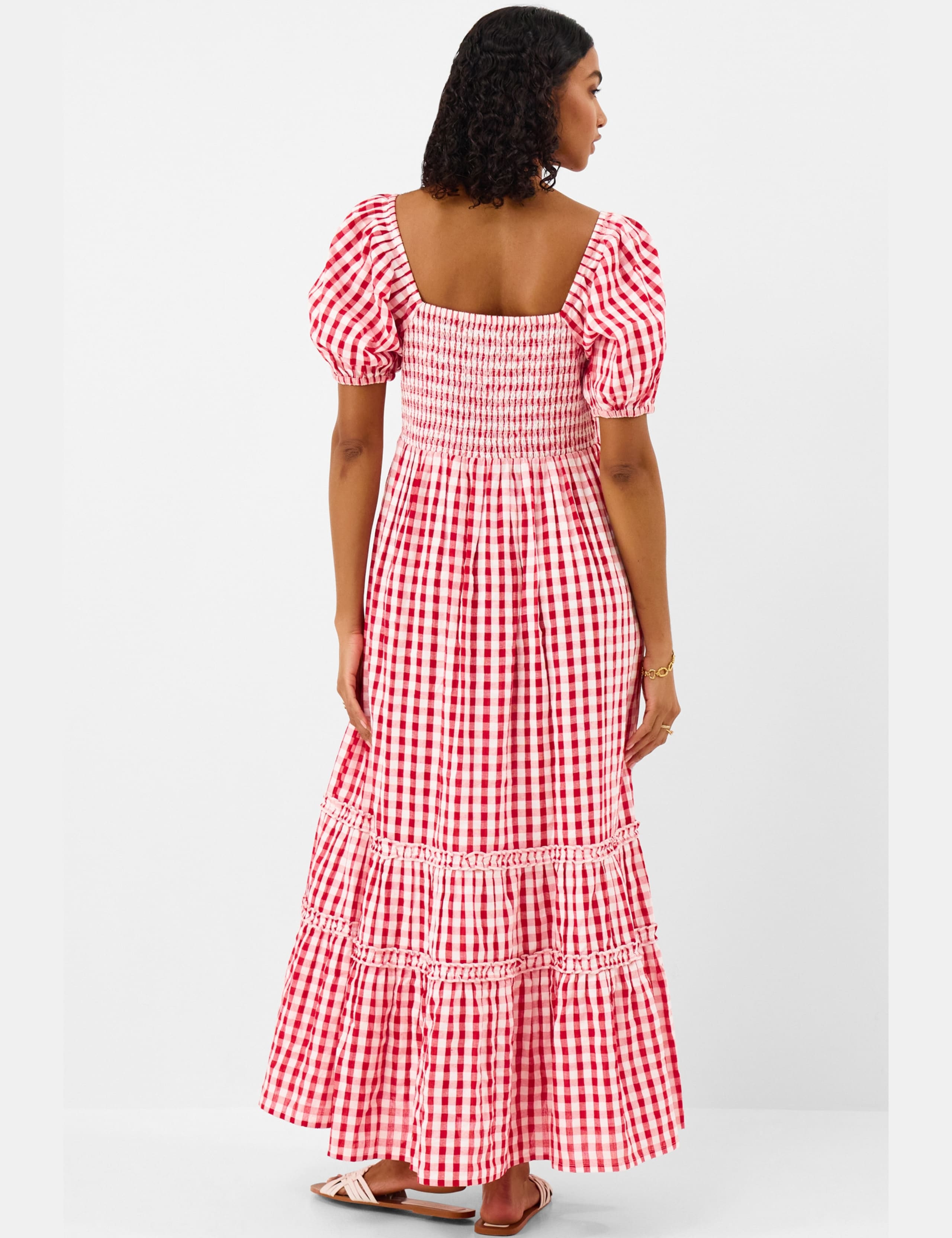 Pure Cotton Gingham Maxi Tiered Dress 4 of 4