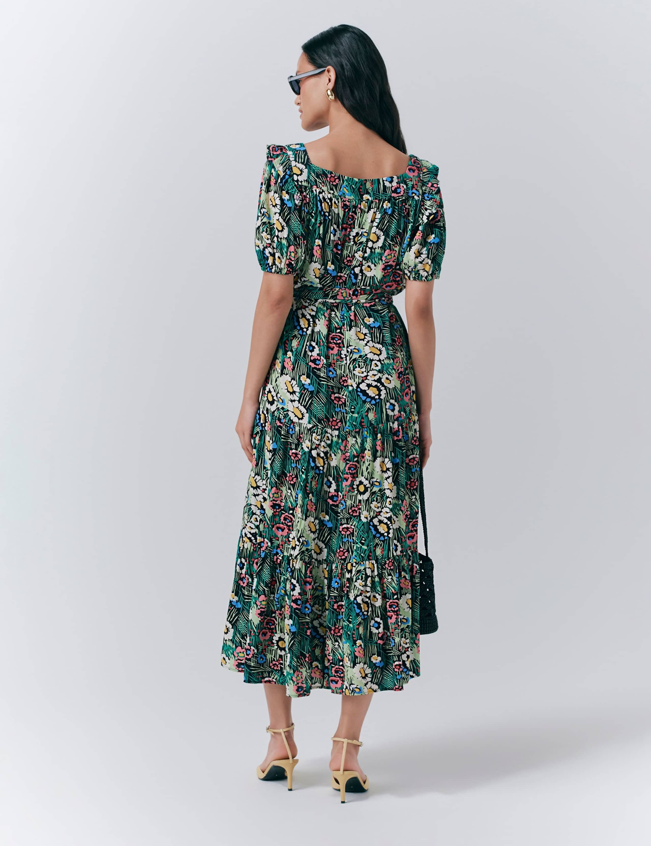 Floral Square Neck Midi Smock Dress 3 of 5