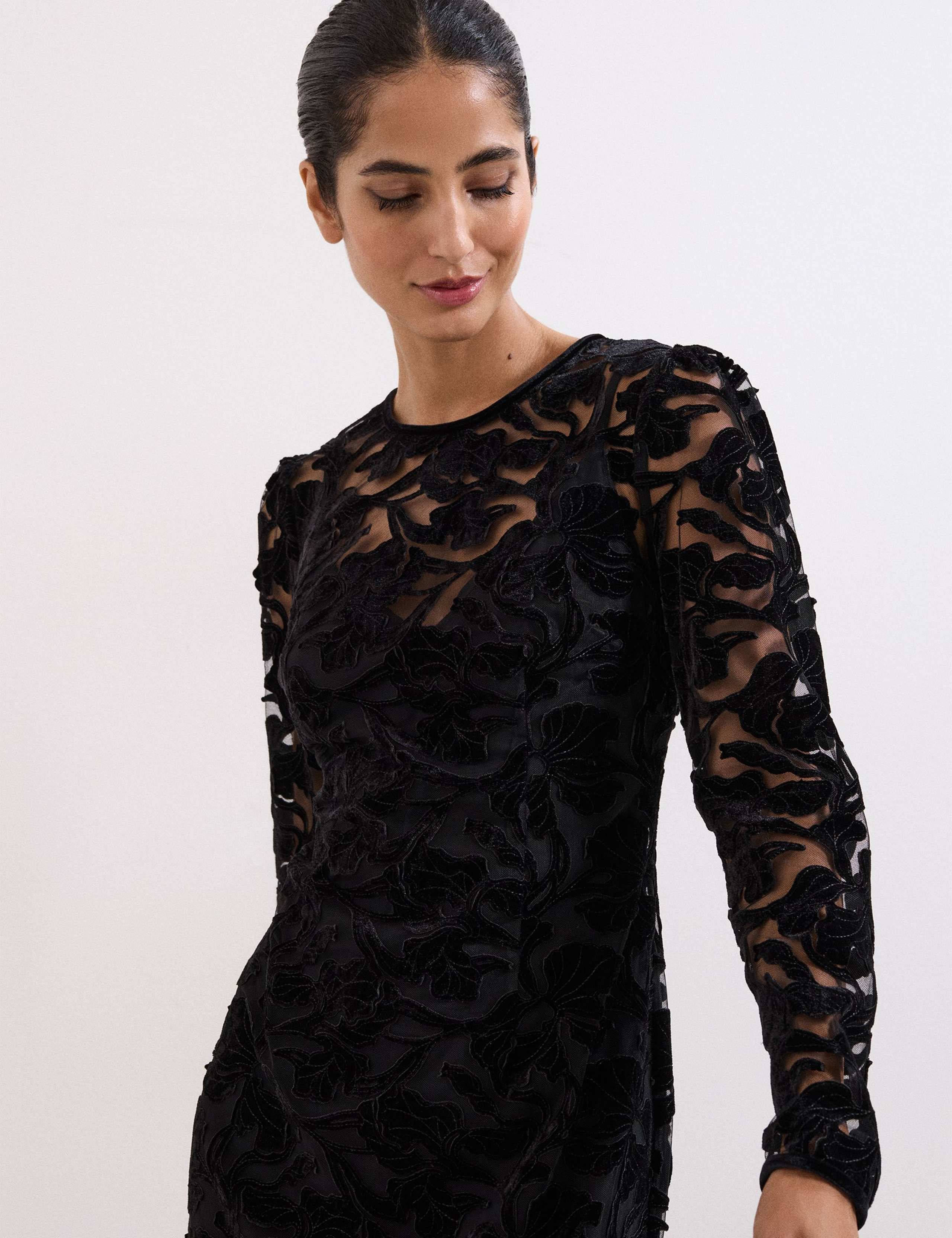 Botanical Lace Round Neck Midi Column Dress 5 of 7