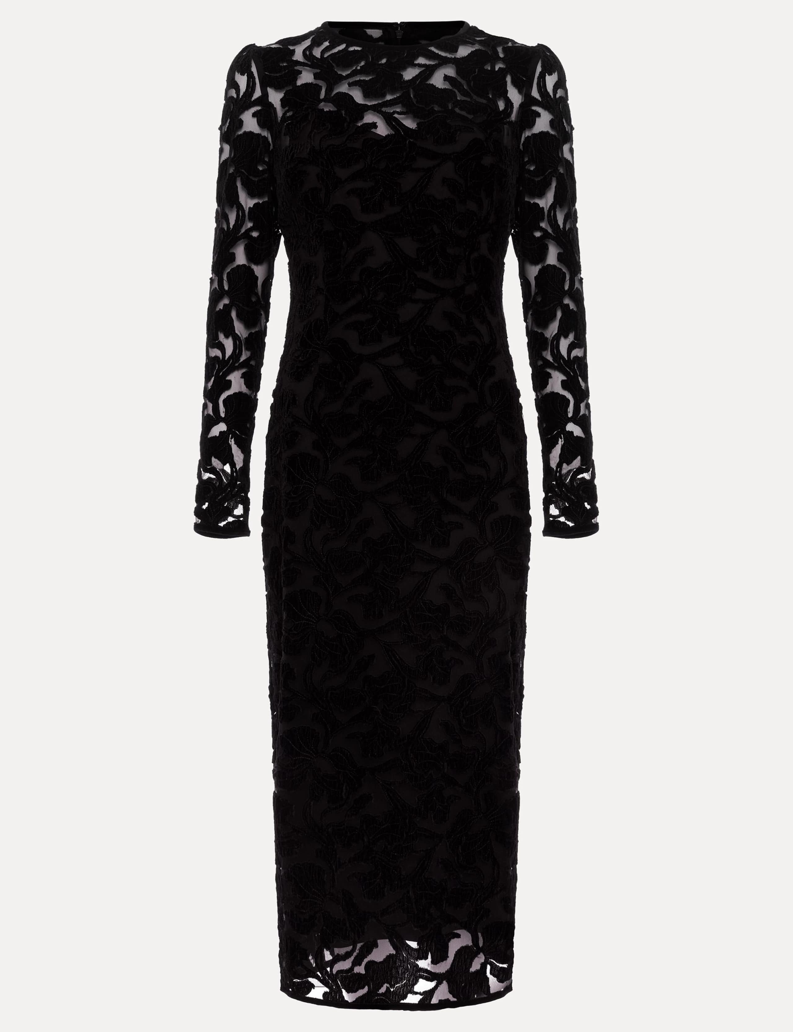 Botanical Lace Round Neck Midi Column Dress 2 of 7