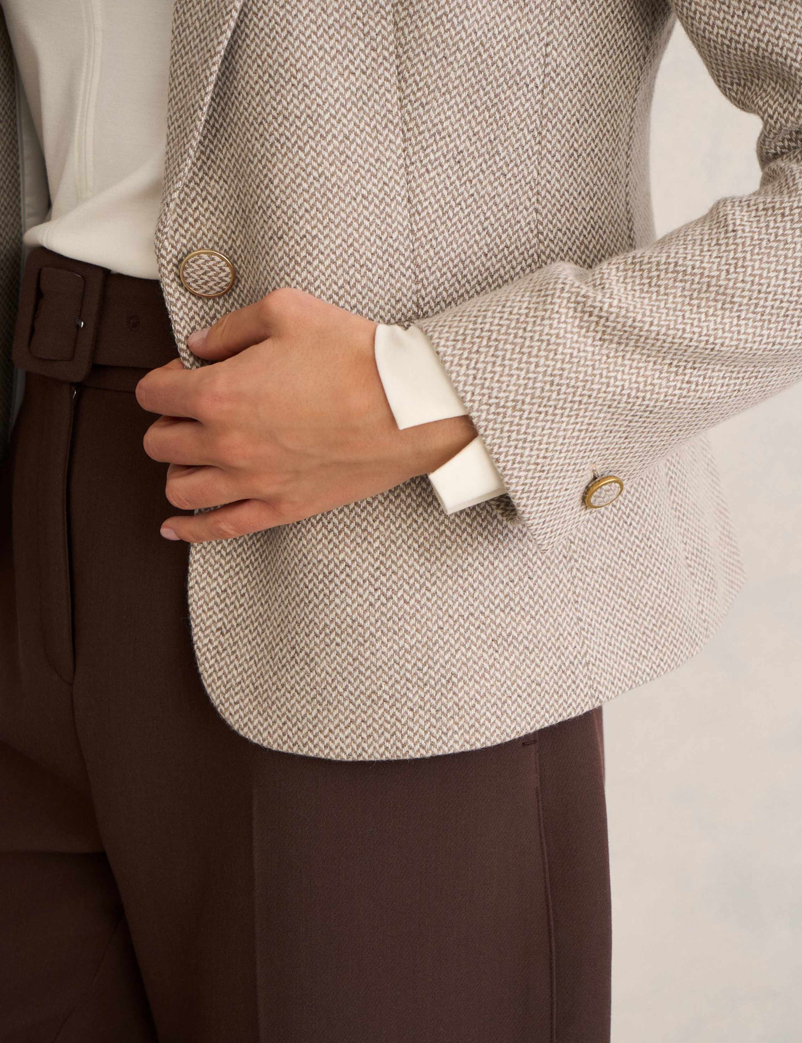 Wool Rich Herringbone Single Breasted Blazer 5 of 5