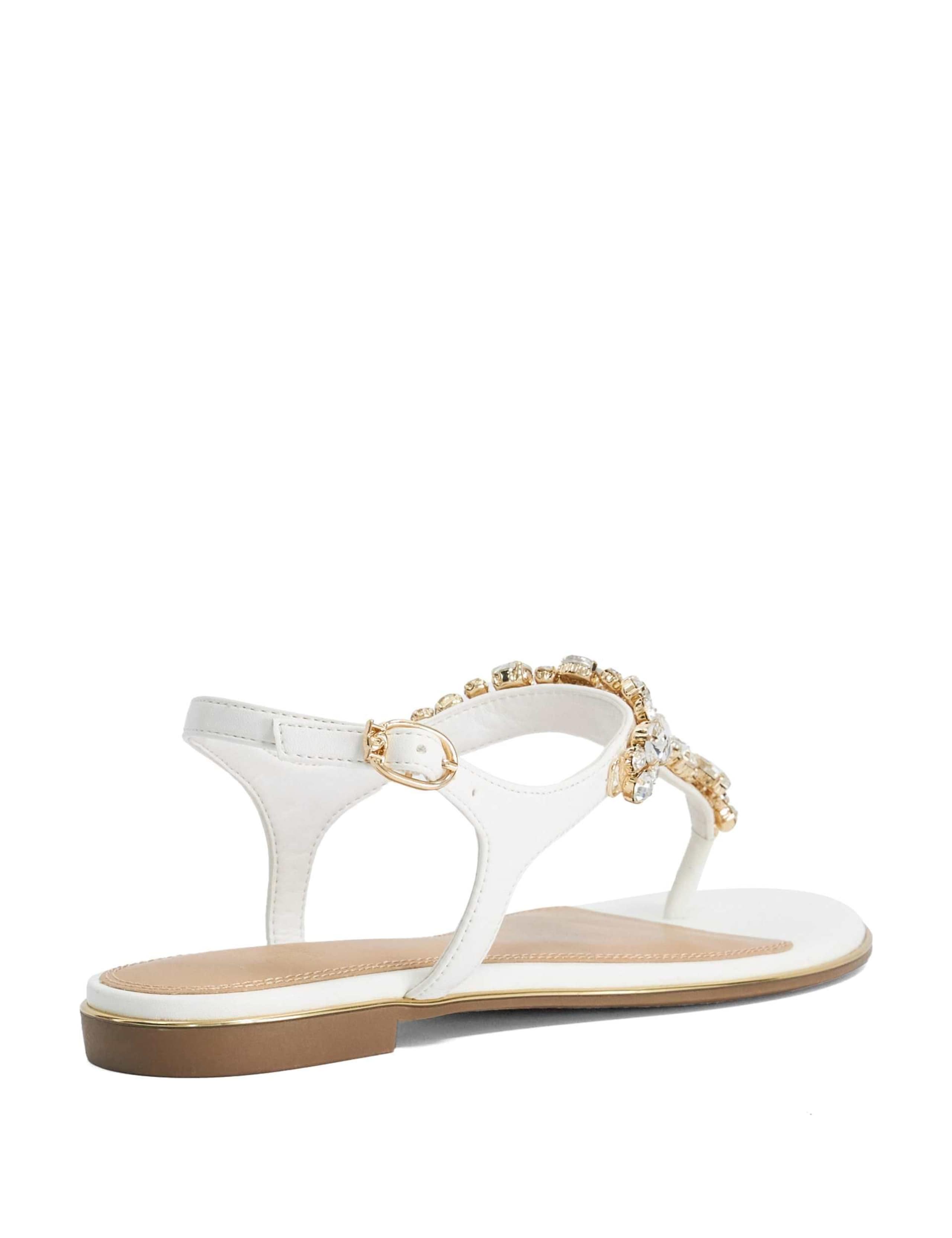 Wide Fit Embellished Ankle Strap Flat Sandals 4 of 5
