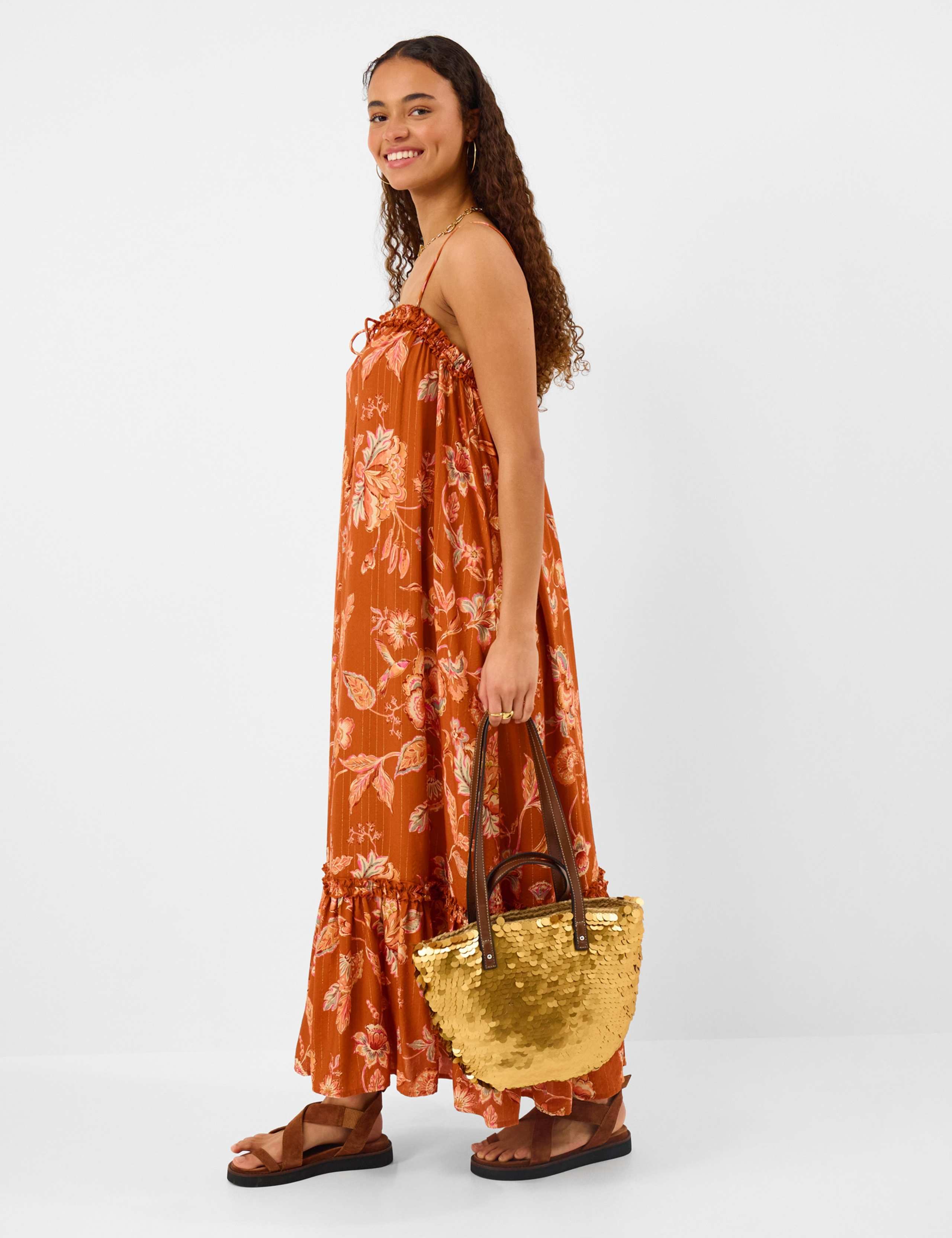 Floral Frilled Maxi Beach Dress 3 of 5