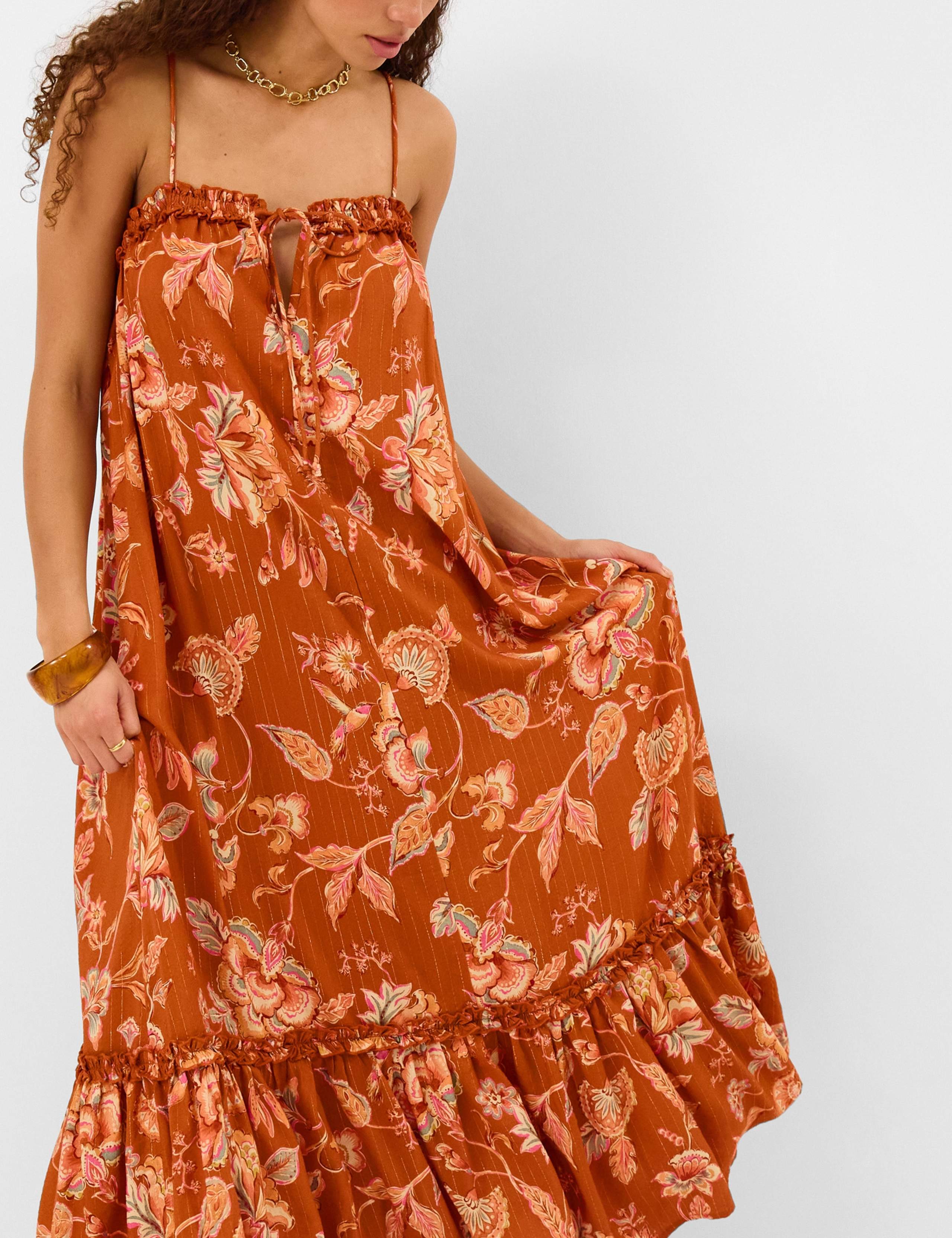 Floral Frilled Maxi Beach Dress 4 of 5