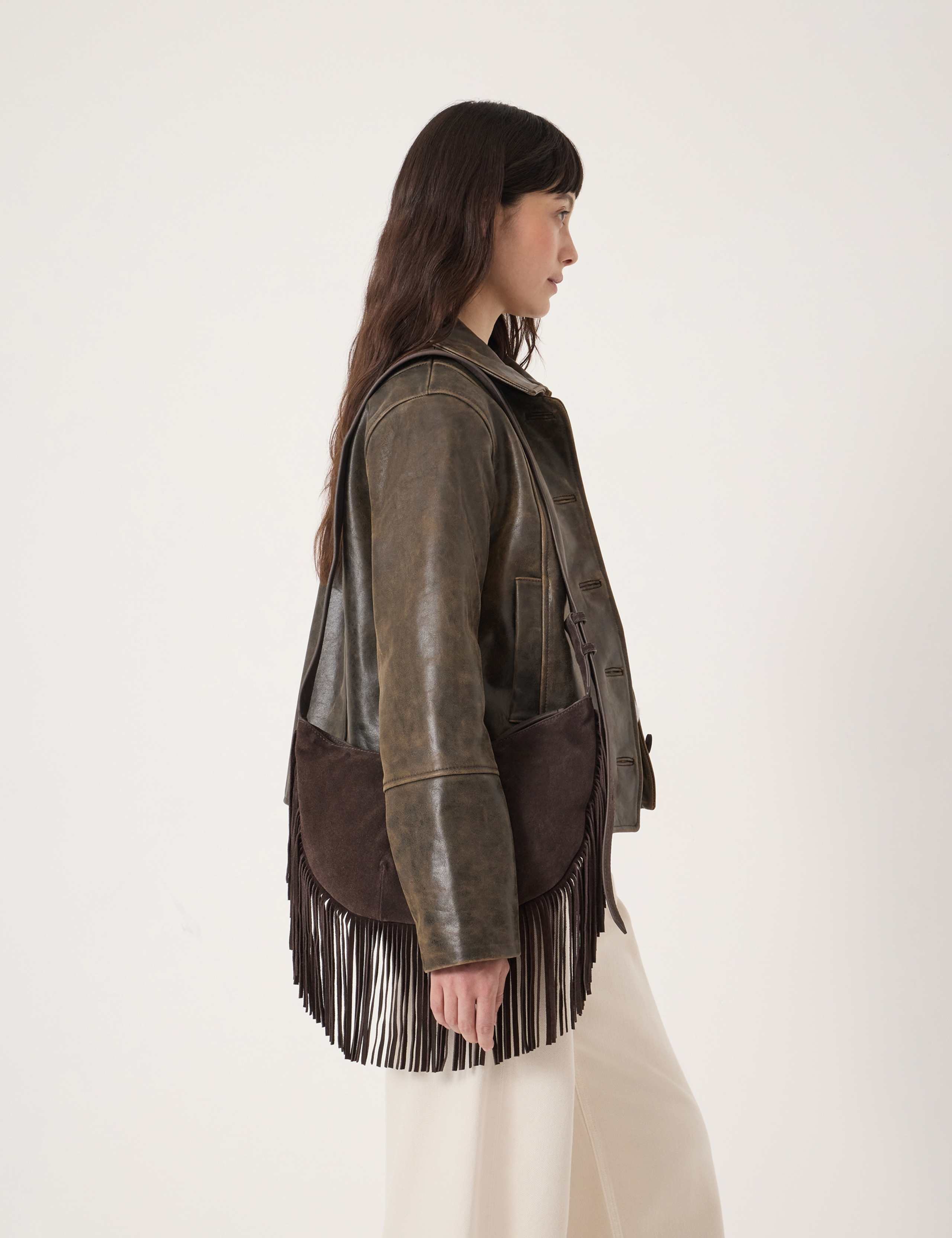 Suede Fringed Cross Body Bag 3 of 6